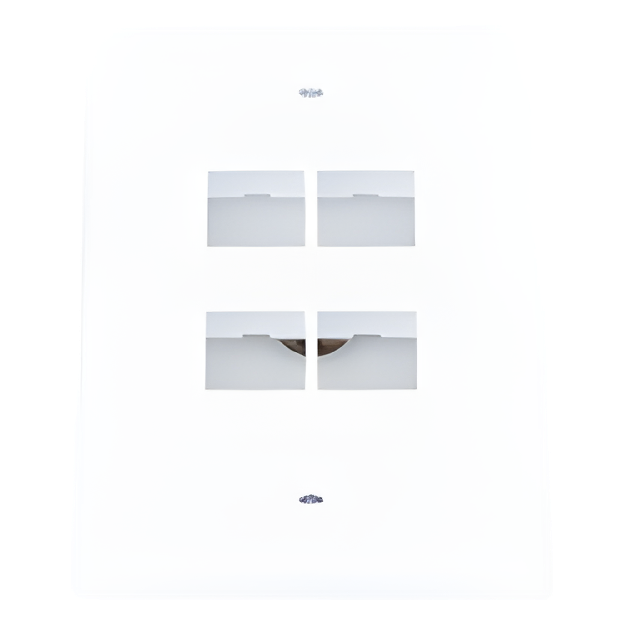 Placa de Pared Vertical / 4 Puertos Keystone / Montaje Vertical / 69.8 x 114.3 mm / 2.75 x 4.5 pulg. / ABS / Blanco