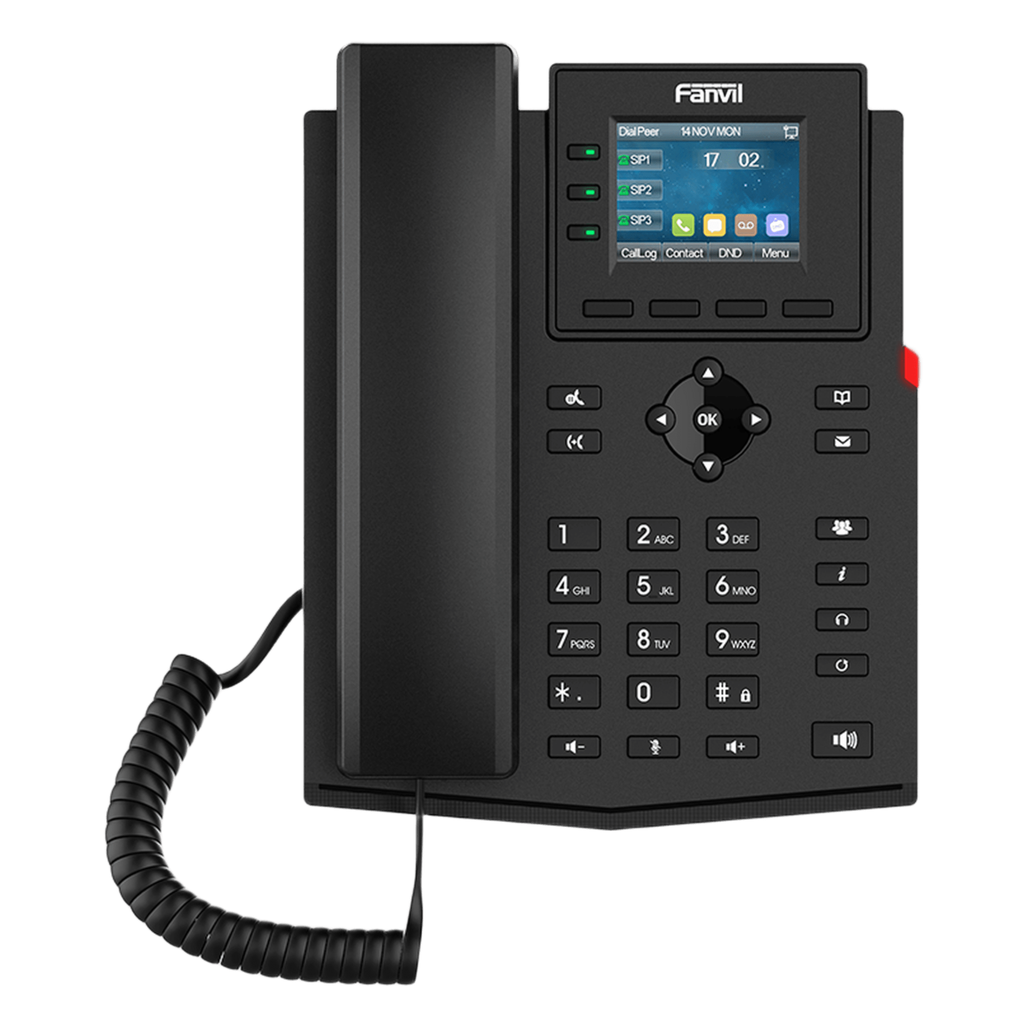 Teléfono IP 2 Hilos / 4 Cuentas SIP / Pantalla LCD 2.4 Pulgadas a Color / Conferencia 6 Vías / PoE / Voz HD / EHS — FANVIL · SKU X303-2W