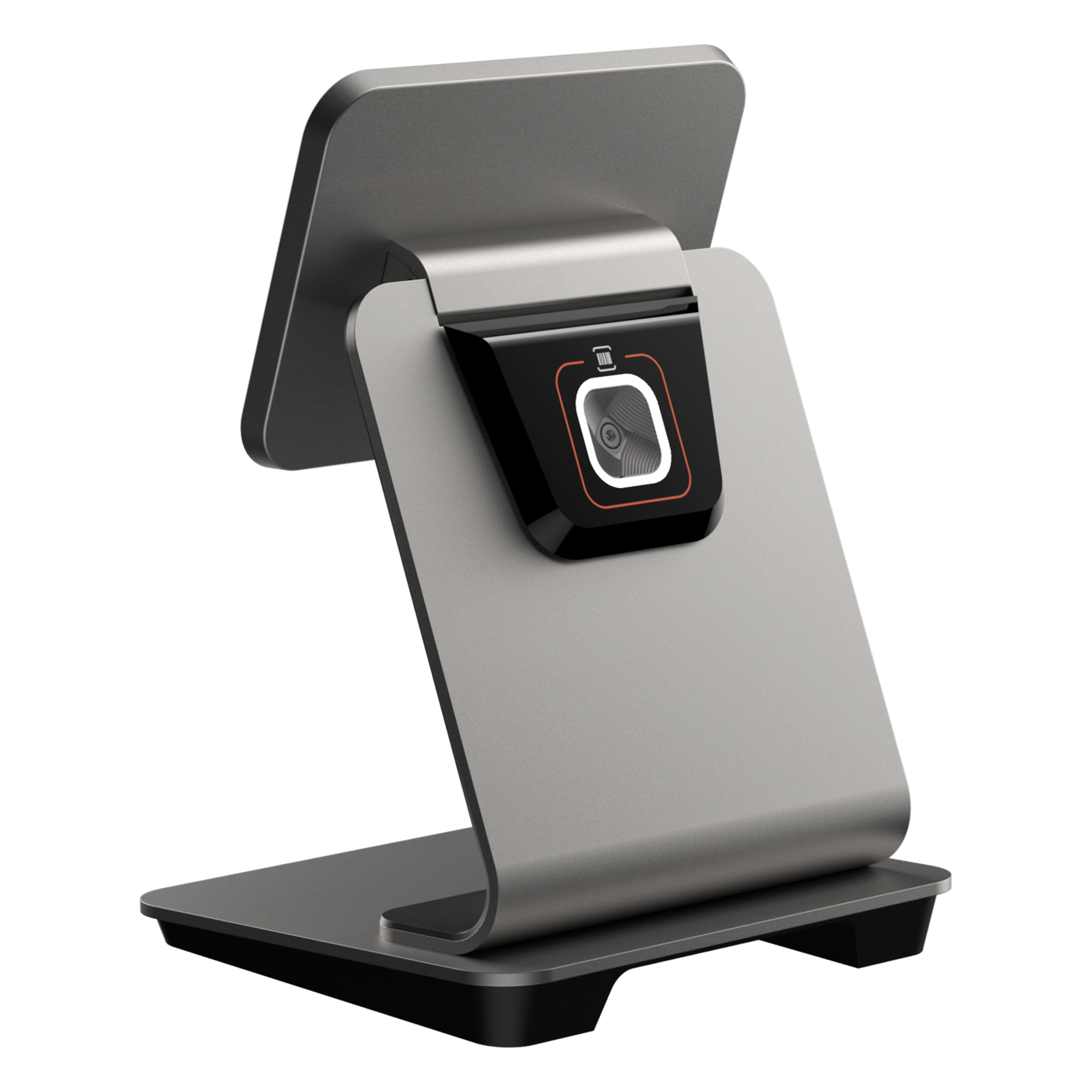 Base de Escritorio con Escáner 1D/2D / Conexión Quick Lock / Eje Giratorio 145° / Alimentación Inversa / Diseño Metálico — SUNMI · SKU CPADSTAND-SCAN