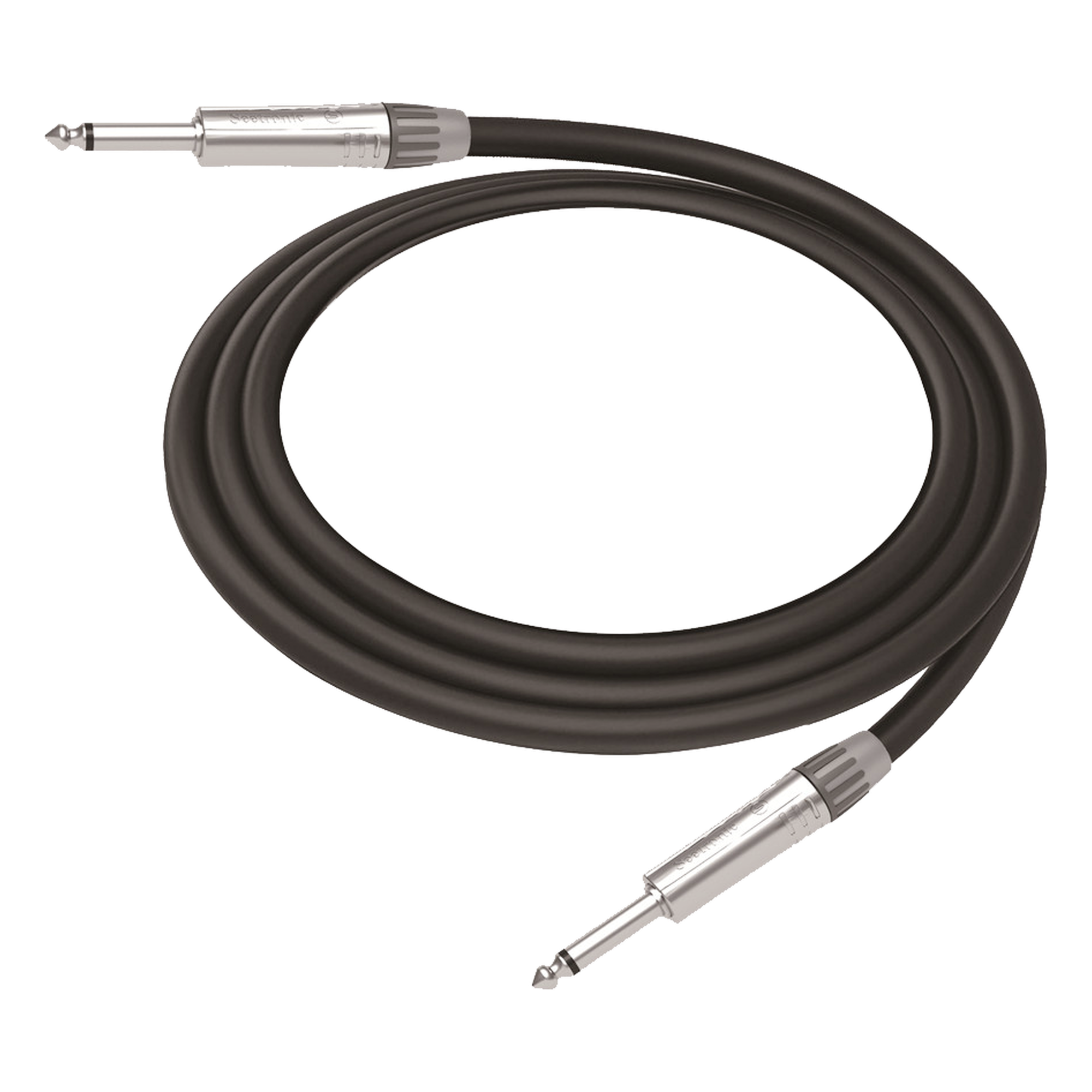 Cable de Audio / Conectores 1/4 in Mono / Triple Blindaje / Cobre Puro / 3 m (9.8 ft) / Carcasa Cromada — COSMICONN · SKU CGT-PM-PM-L-3M