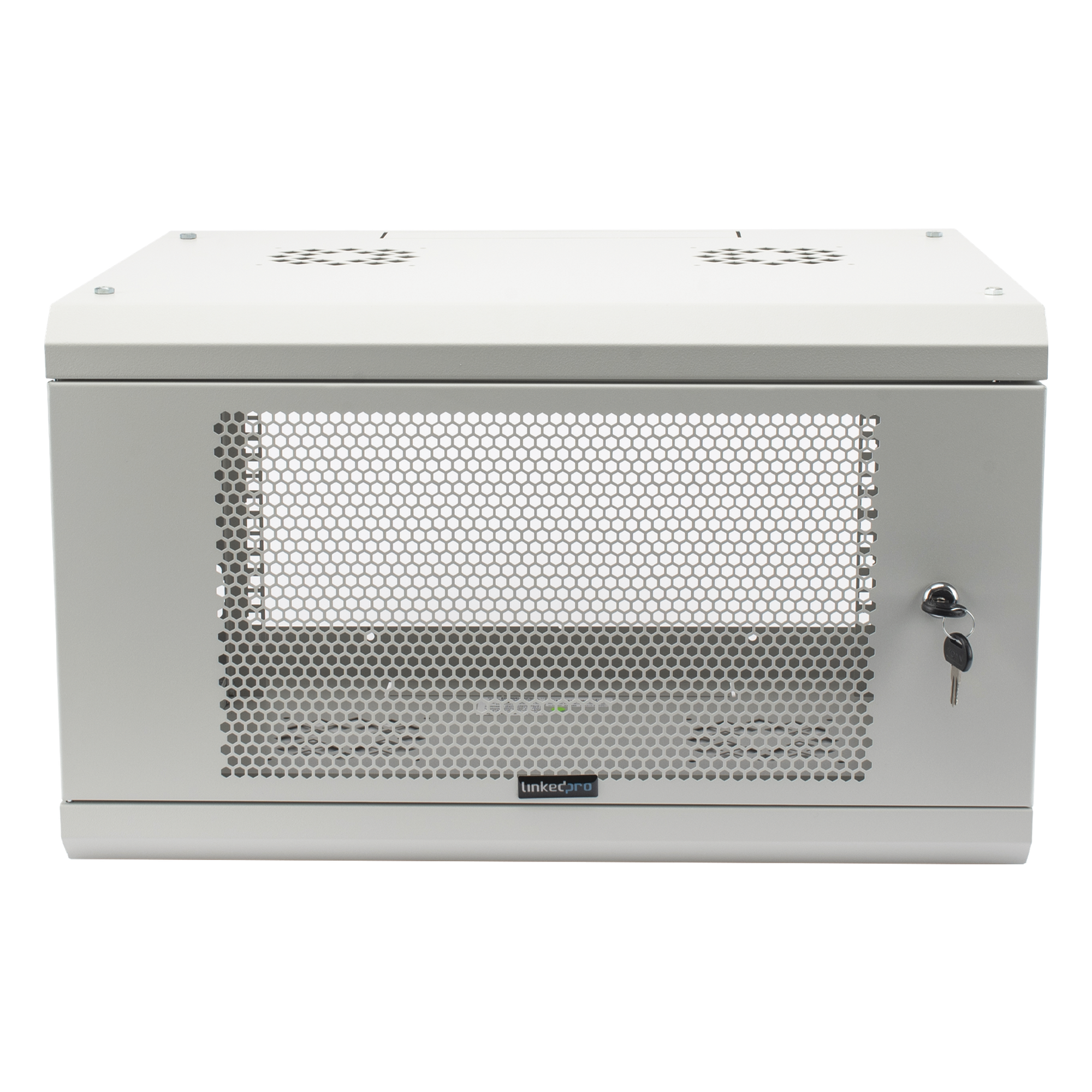 Gabinete de Pared / 6U / 19" / Profundidad 455 mm (1.49 ft) / Carga 80 kg / Acero Reforzado / Puerta Perforada / Color Blanco — LINKEDPRO · SKU SR1906LH3PW