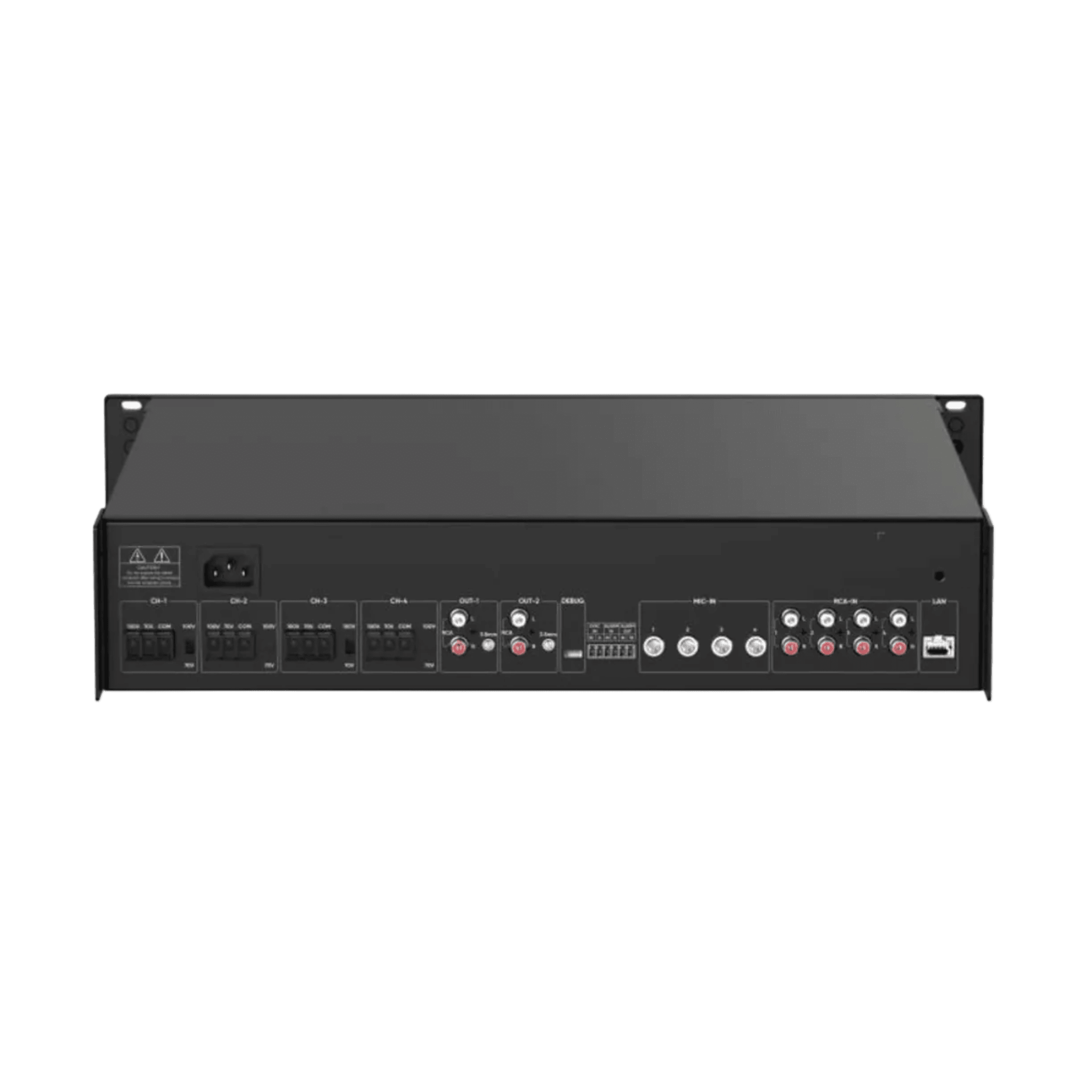 Amplificador de Red |  4 Zonas de 250W | 100V/70v | Calendarización de eventos | Biblioteca de Materiales de Audio | Entrada de Alarma | Hik-Connect /Hikcentral profesional 