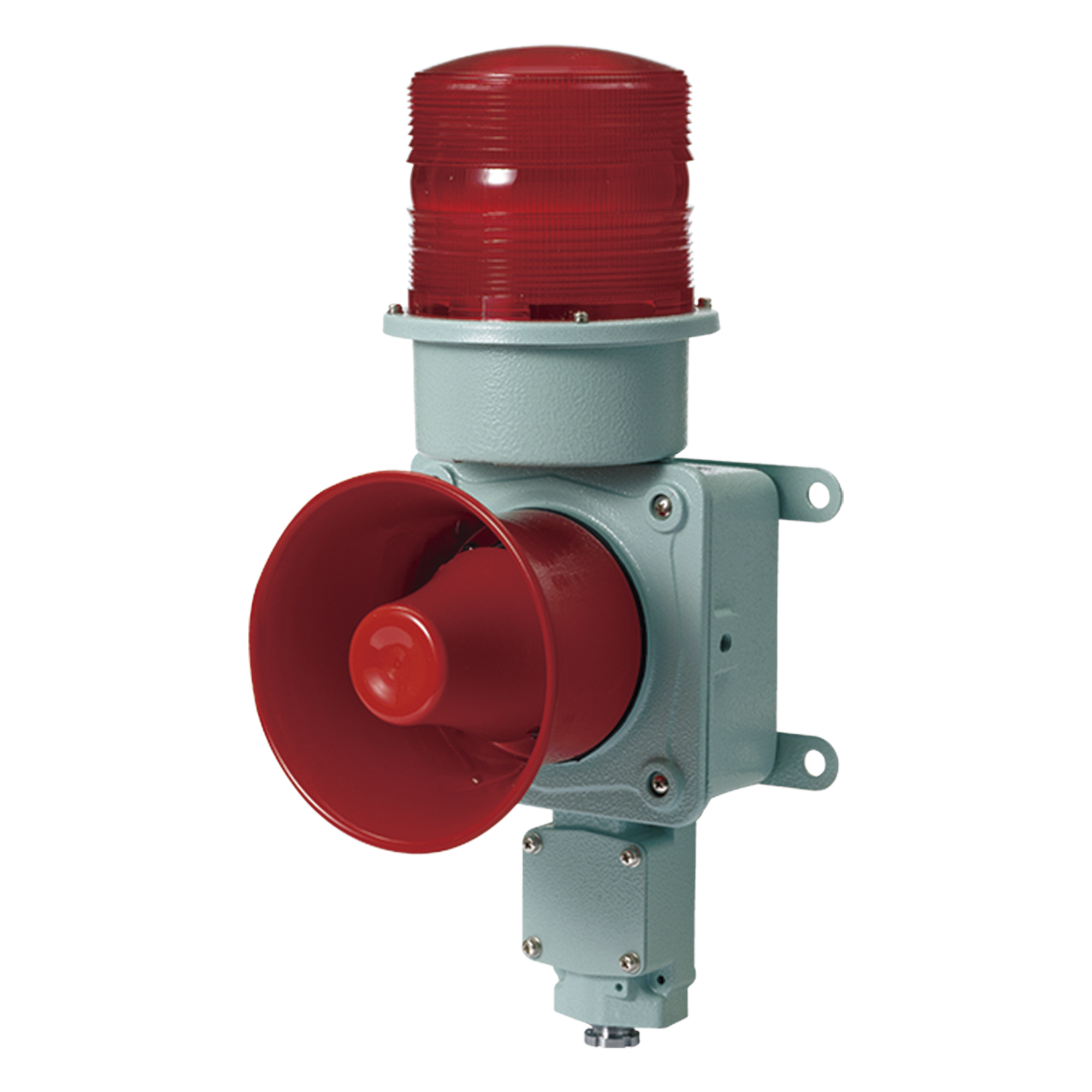 Baliza LED con Sirena Electrónica / 120 dB / 24 VCD / IP66 / 5 Patrones de Sonido / Aluminio y Policarbonato — QLIGHT · SKU SDL-WS-24-R