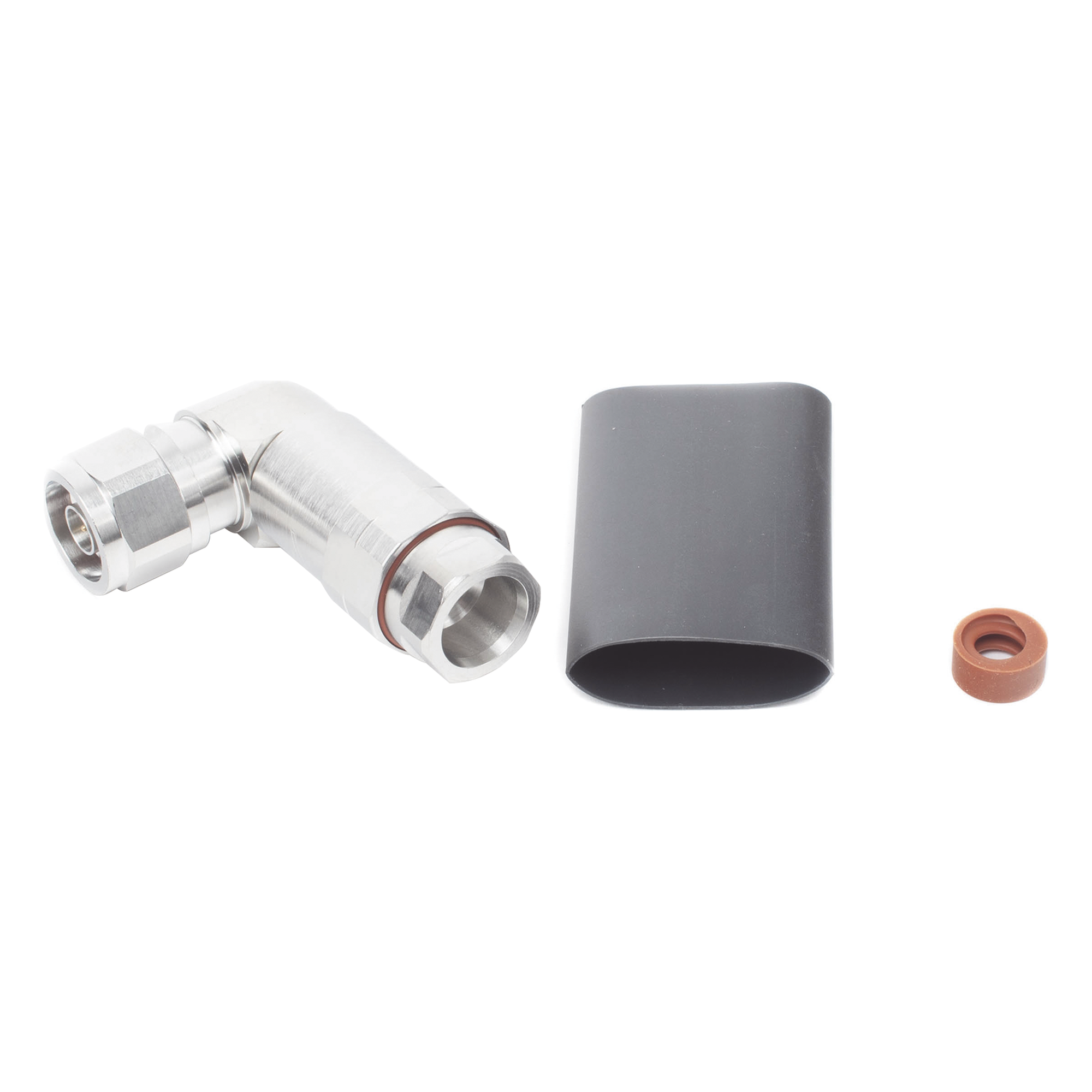 Conector RF N Macho / Ángulo Recto / IP68 / 50 Ω / 0–10200 MHz / Cable 1/2" (12.7 mm) / 500 Ciclos