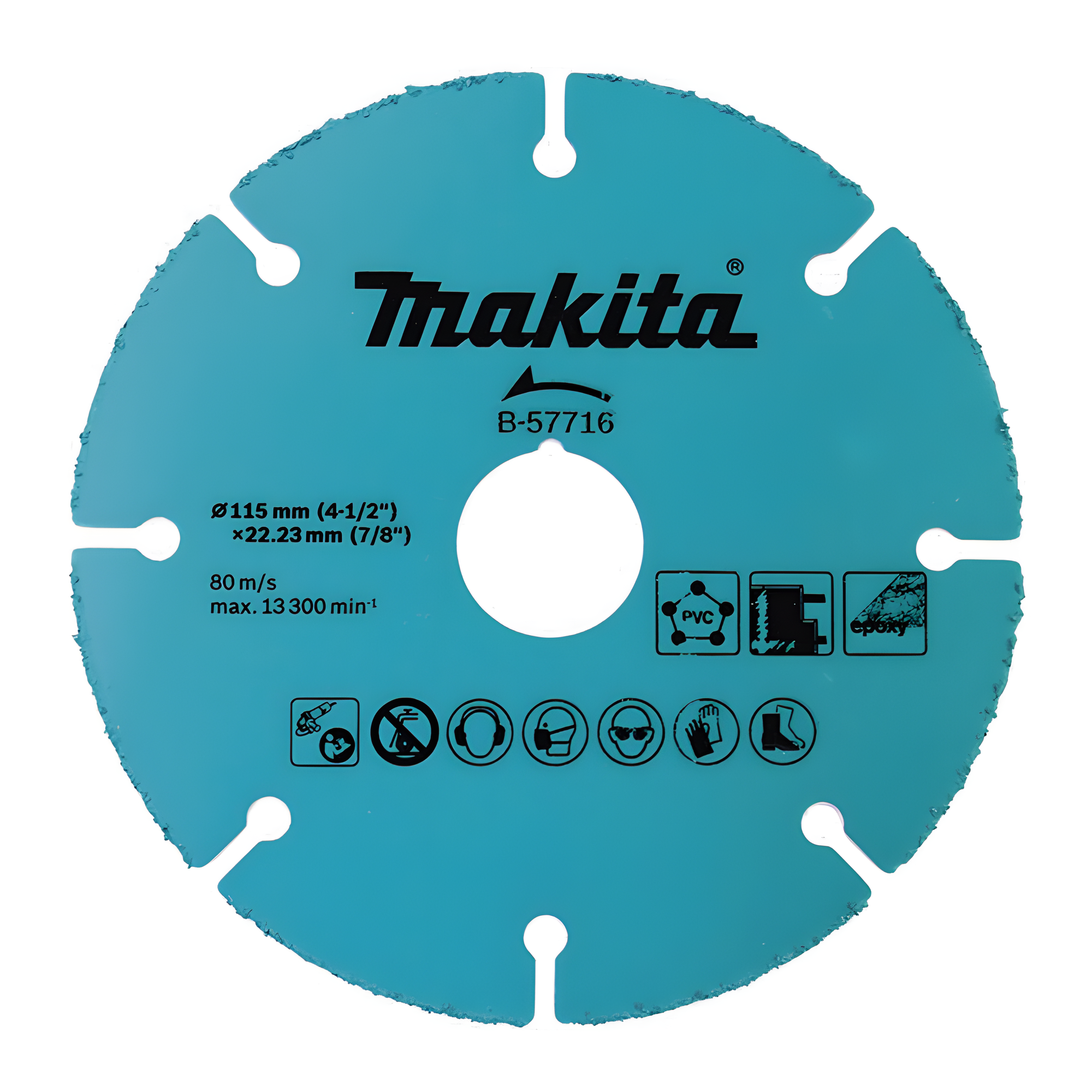 Disco de Carburo de Tungsteno / 115 mm (4.5 in) / Espesor 1 mm / 13,300 RPM / Multi-Material / Uso en Seco — MAKITA · SKU B-57716