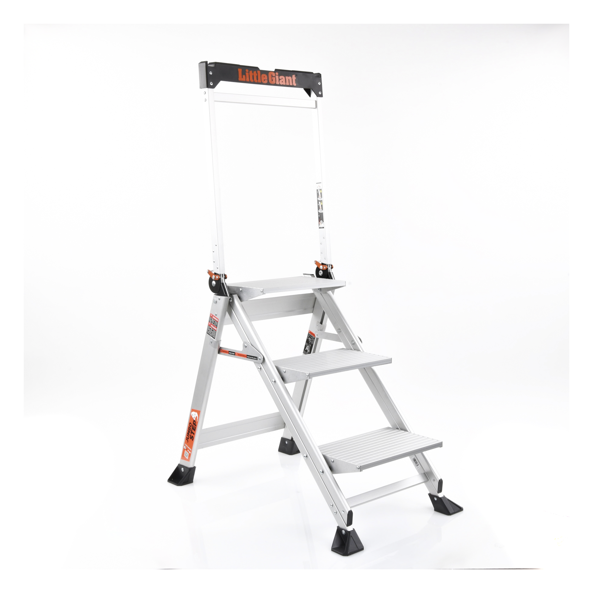 Escalera de Tijera / 3 Peldaños Jumbo / Altura 0.67 m (2.2 ft) / Capacidad 170 kg (375 lbs) / Barra Anti-caídas / Almohadillas Antideslizantes