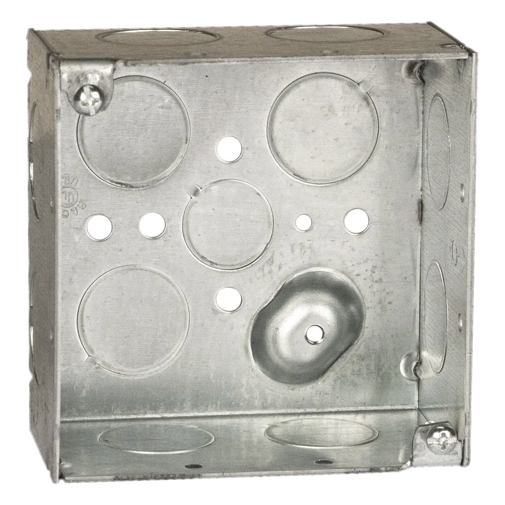 Caja Cuadrada Galvanizada / 4 x 4 in / Profundidad 2.425 in / 11 Entradas / 30.3 in³ / Resistente al Fuego — RACO · SKU HUB-231