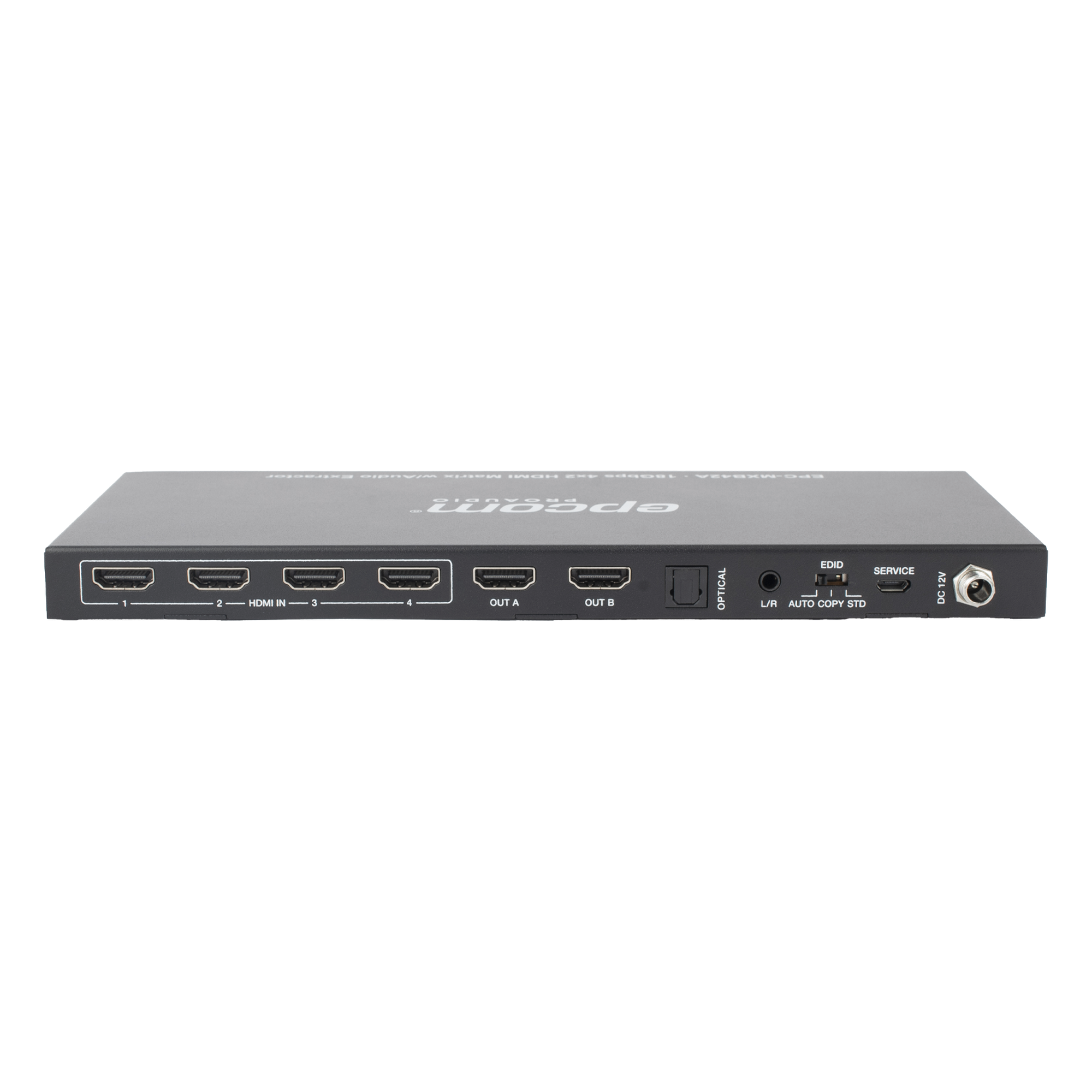 Matricial HDMI | 4x2 | 4K2K@60Hz | HDR | YCbCr 4:4:4 | EDID Auto | Extractor de Audio | Salida de audio análoga y digitalizados | HDCP 2.2 | 18 Gbps