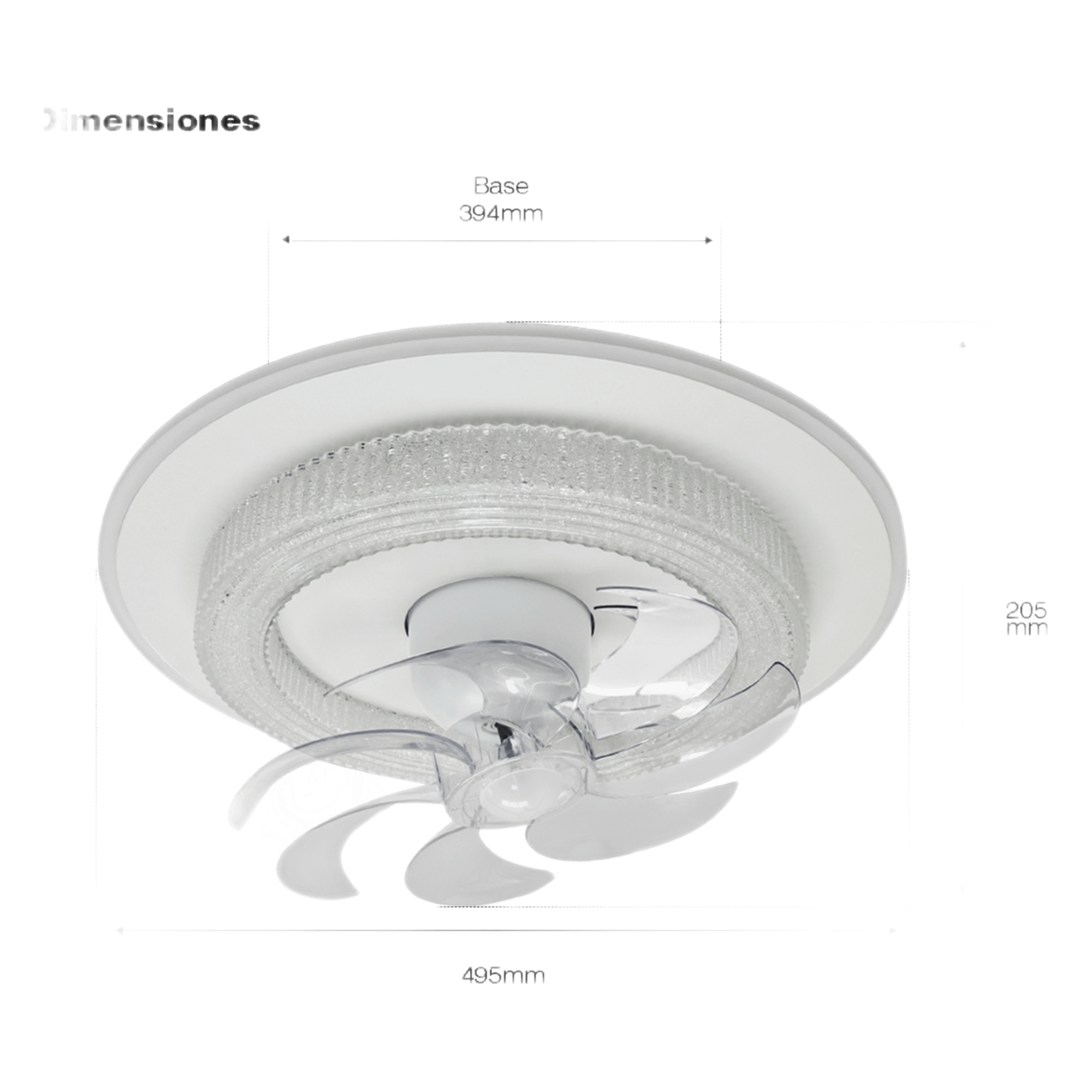 Ventilador de Techo con Luminario LED / 88 W / 6 Velocidades / 3 Tonos de Luz 2700-6500 K / Giro 360° / Diámetro 495 mm / Dimeable / 5400 lm — JWJ · SKU JLV-028