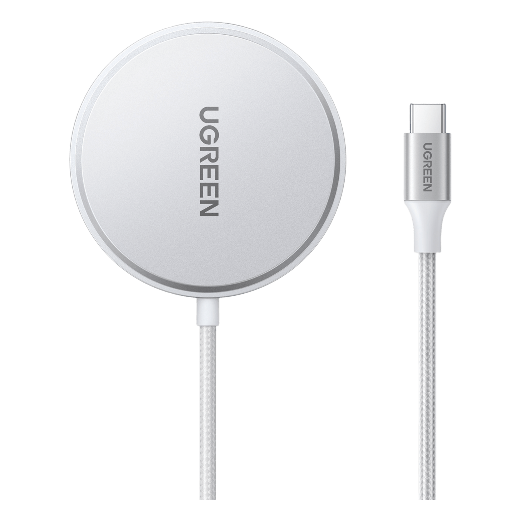 Cargador Inalámbrico Magnético / 15W / Qi 2 Certificado / USB-C 9V 2.2A / Eficiencia 83% / Cable 1.5 m (4.9 ft) / Material PC+ABS+Aluminio — UGREEN · SKU 35565