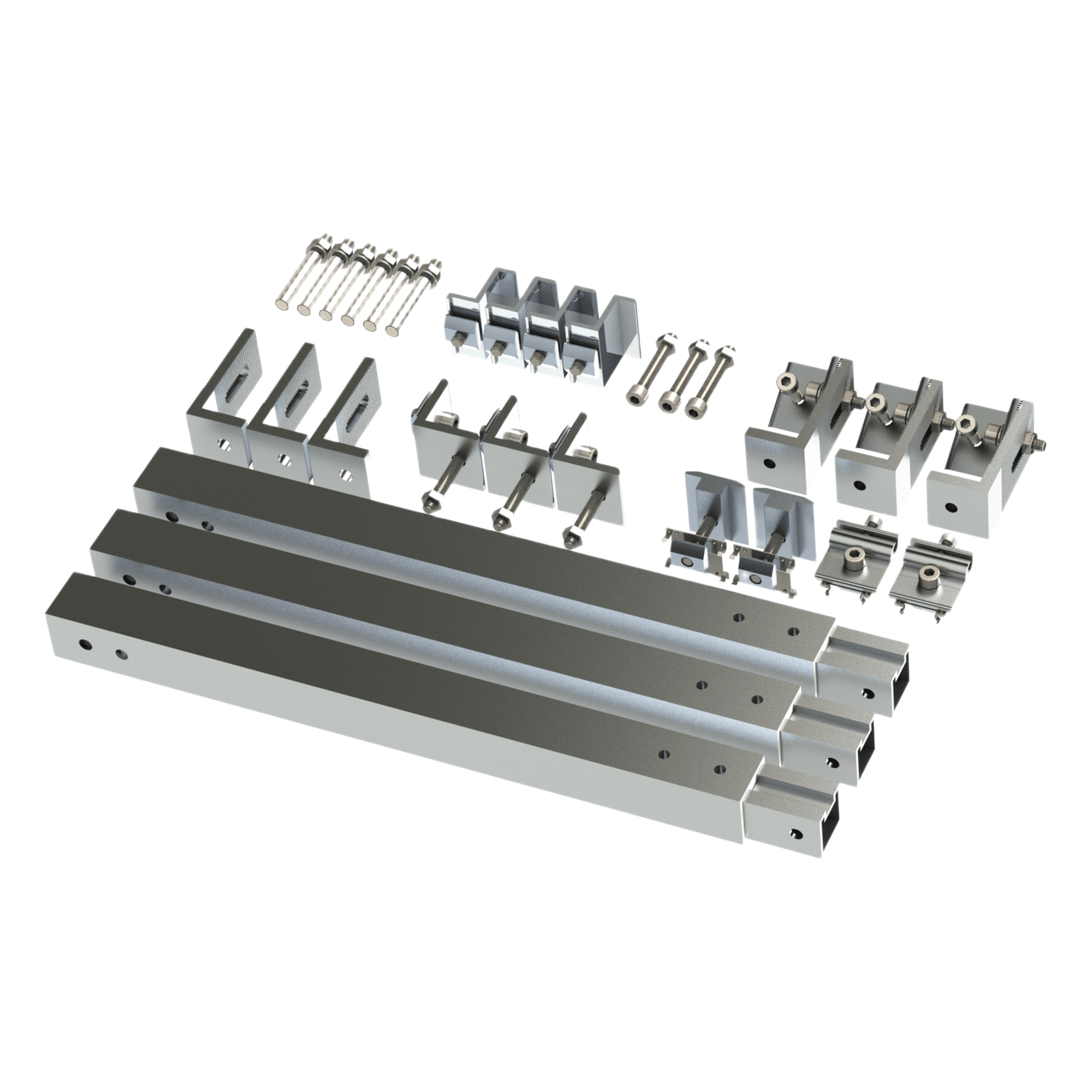 Caja de accesorios de aluminio anodizado / Montaje techo / Arreglo 1x2 / Inclinación 20-45° / Resistencia viento 136 km/h — EPCOM POWERLINE · SKU EPLAMO011X2