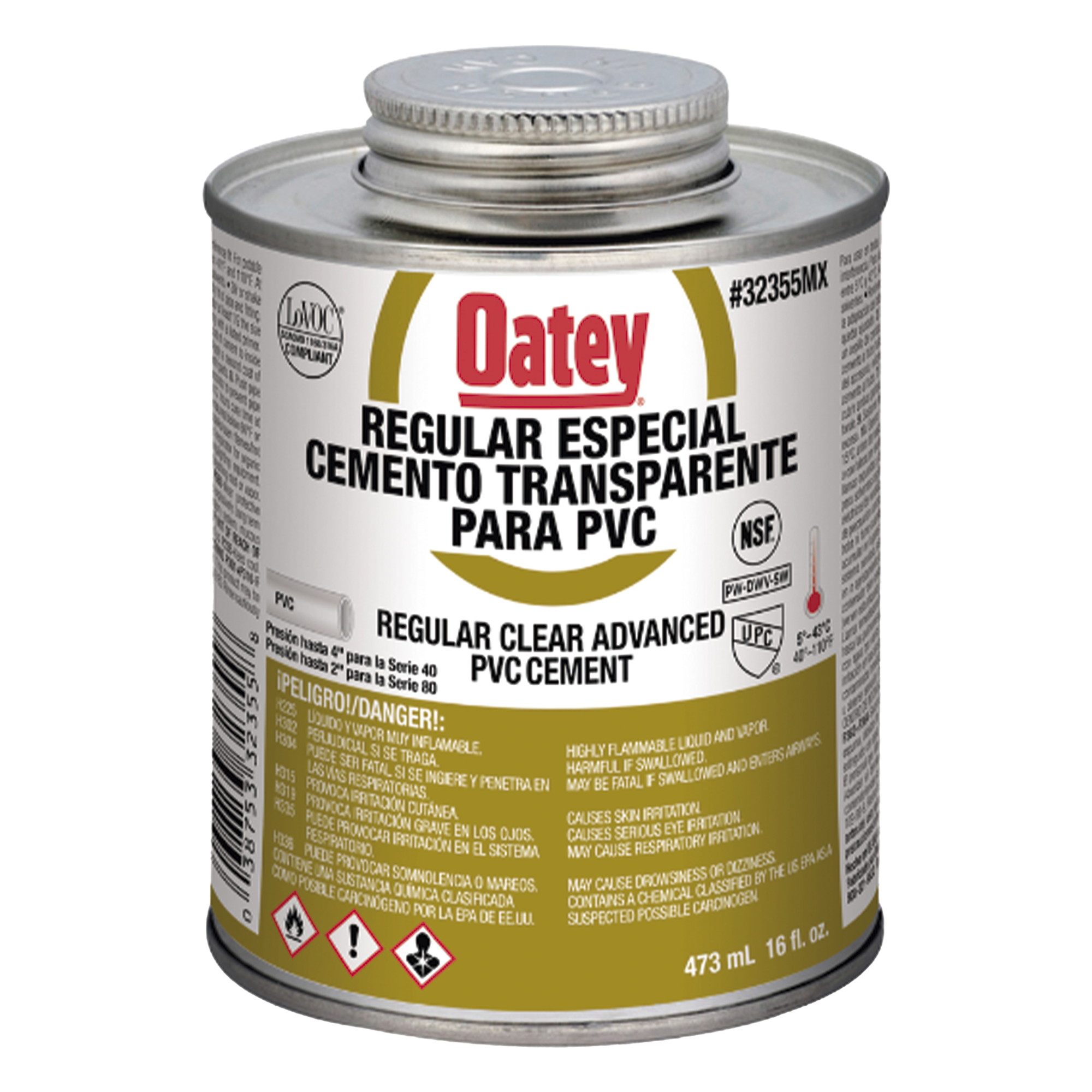 Pegamento / Cemento Claro / 473 ml / Tubo Conduit PVC Pesado / Baja Emisión VOC / Curación Rápida — AMANCO-WAVIN · SKU ATUP16PE
