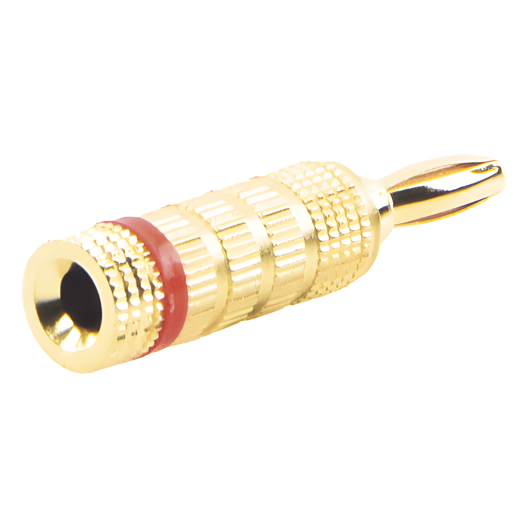 Conector Banana / Tipo Tornillo / Chapado en Oro 24K / 12 AWG Máx / Polaridad Codificada / 1 Pieza Roja — EPCOM PROAUDIO · SKU EP-BSCR