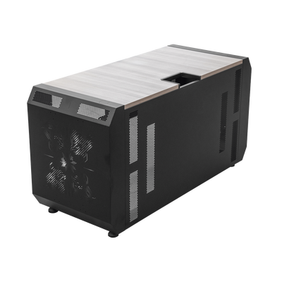 Consola Profesional para Monitoreo o Computo | Ranura para Base de Monitores | Microperforaciones | Luces LED Decorativas | Tomacorriente HTCM1U10C | Tapas Organizadoras de Cables | Niveladores | Rack para Montaje de Equipos | Ranura Pasaca