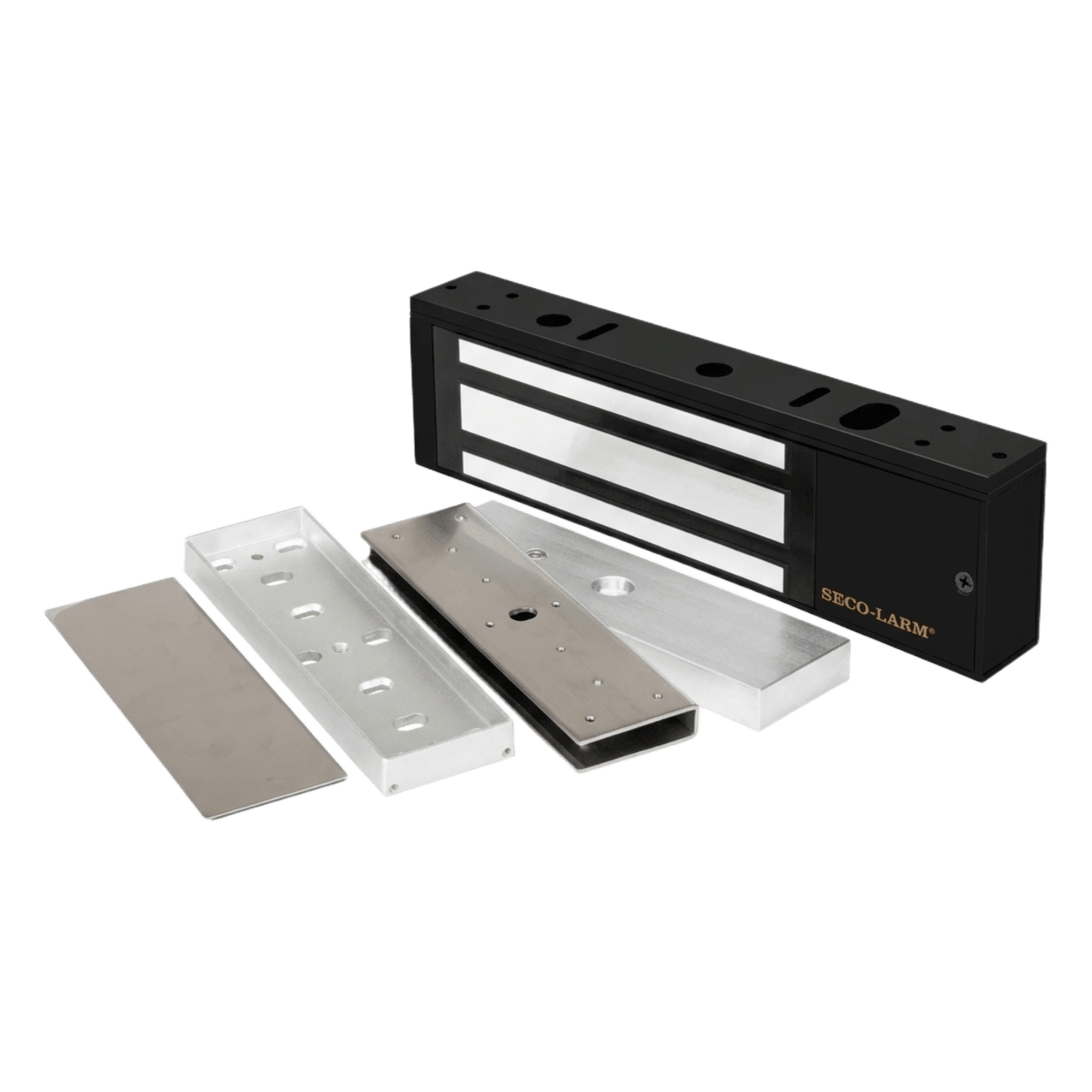 Kit de Control de Acceso / Chapa Magnética 1200 lbs (545 kg) / Montaje en U para Puerta de Cristal / Aluminio Anodizado / Uso Interior / UL — ENFORCER SECOLARM · SKU E941SB1K2PQ/KITU