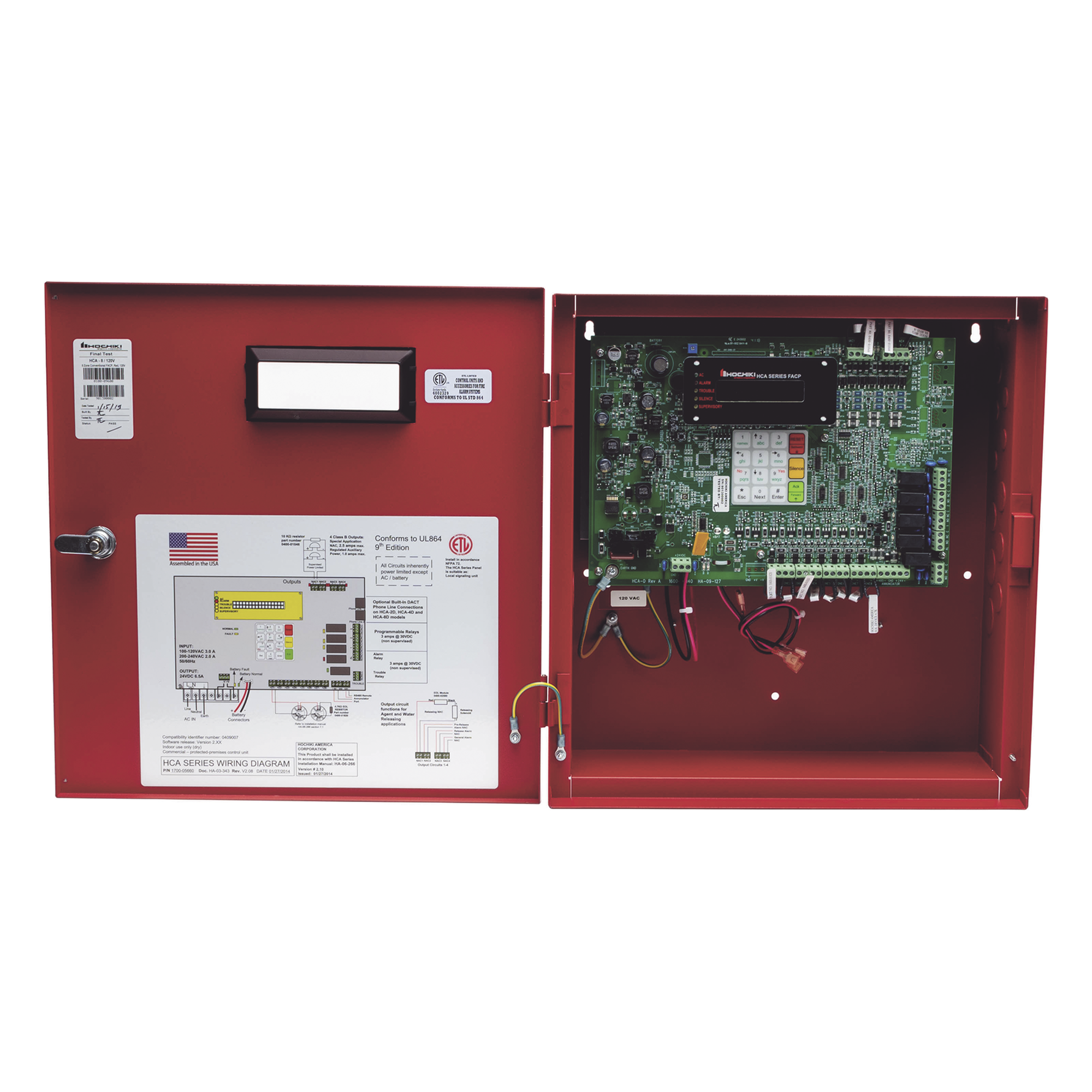 Panel de Detección de Incendios Convencional / 8 Zonas / 20 Detectores por Zona / 6.5A / 120/240V / UL 864 9ª Edición