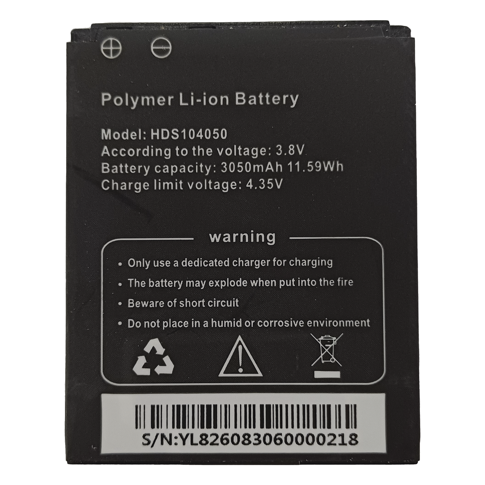 Batería de Respaldo para Bodycam / 3050 mAh / 11.59 Wh / 3.8 VCC / Carga 4.35 VCC / 52 x 42 x 11 mm — EPCOM · SKU XMRR3BATTERY
