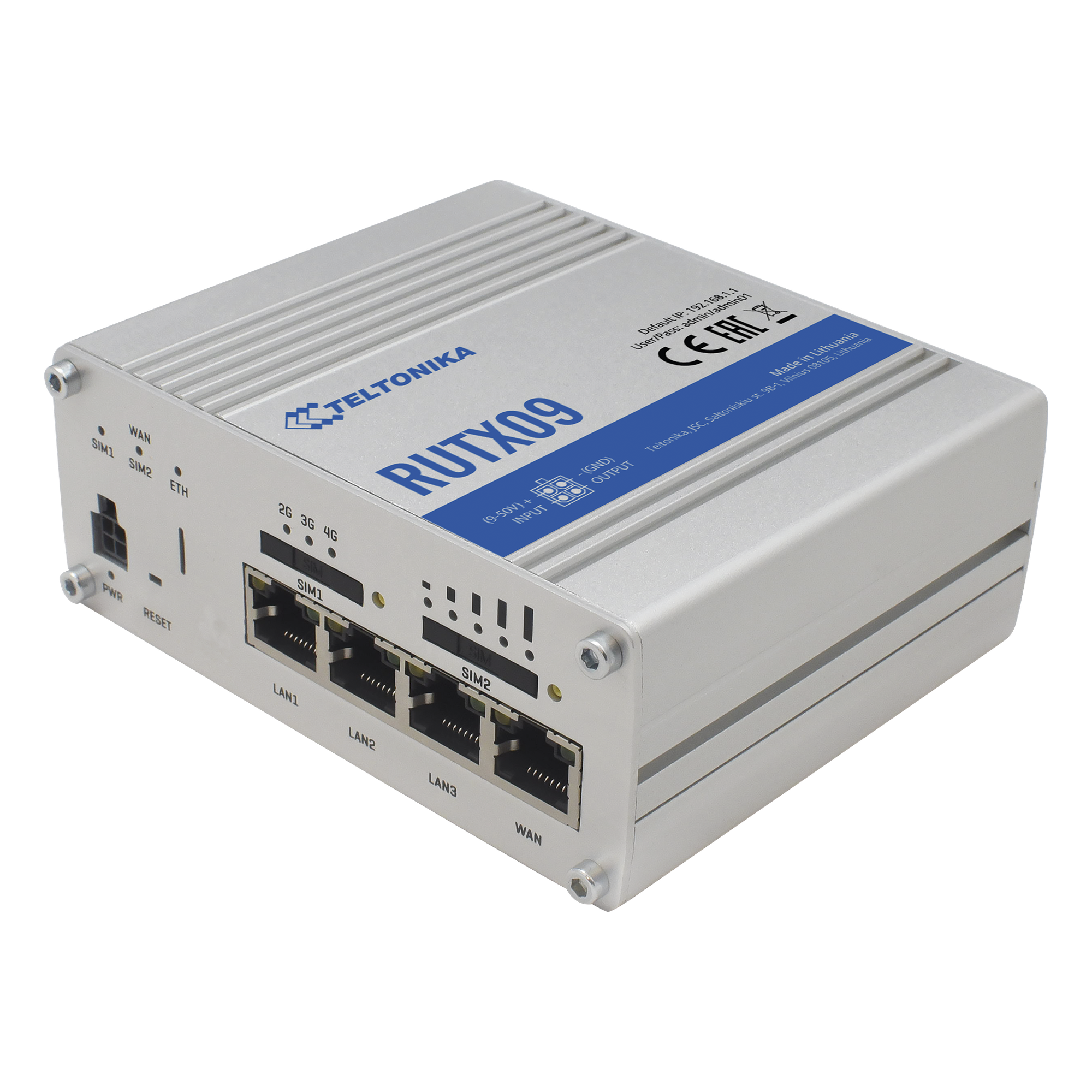 Router Industrial LTE 4.5G Cat 6 / 300 Mbps / 4 Puertos Gigabit / Dual SIM / GNSS / PoE / -40°F a 167°F — TELTONIKA · SKU RUTX09
