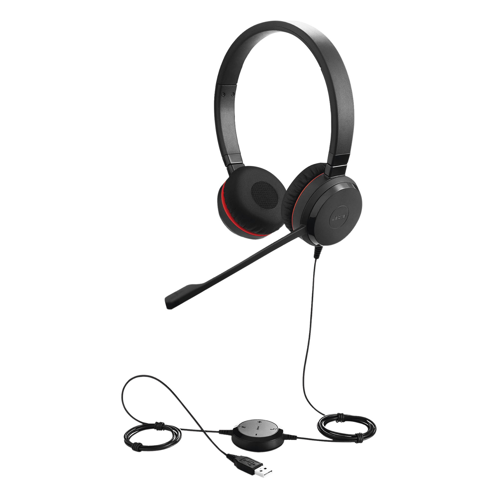 Auricular Profesional UC / Conectividad Dual USB y 3.5 mm / Micrófono con Cancelación de Ruido / Controlador en Cable con LED / Plug and Play — JABRA · SKU EVOLVE-30-DUO-UC