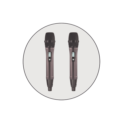 Kit de Microfonía inalámbrico | 2 Micrófonos de mano | Receptor UHF | Pantalla LCD | 200 Canales | Gran cobertura