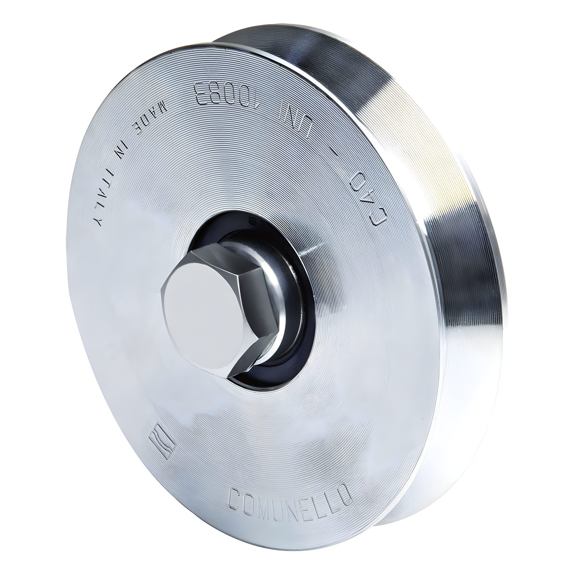 Rueda para Puerta Corrediza / Acero Galvanizado / 14 cm / Carga 270 kg / Canal Tipo V / Sin Soporte — COMUNELLO · SKU 1150-1060-001