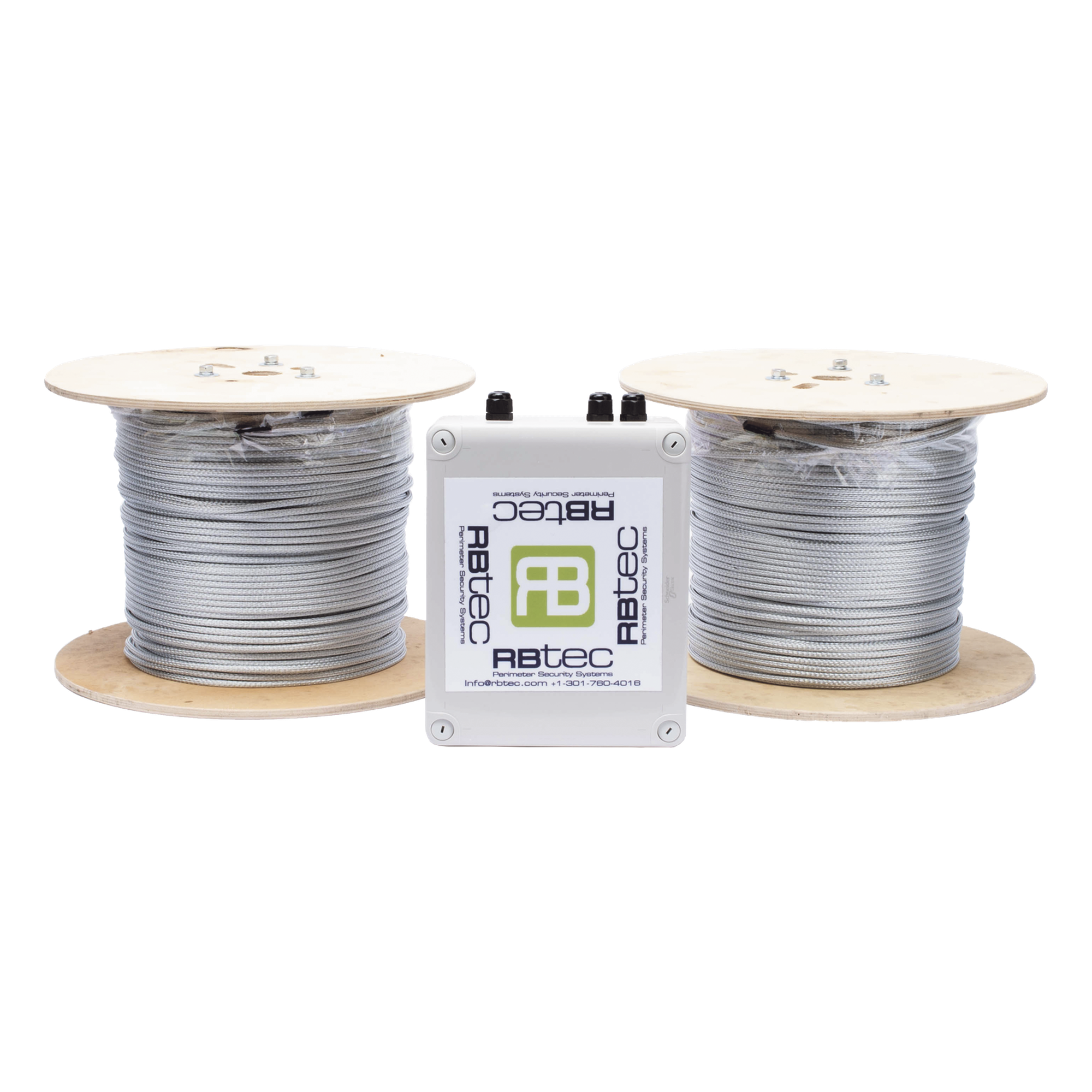 Cable Sensor Perimetral / 610 m (2,000 ft) / 2 Zonas Independientes / Malla de Acero Inoxidable / NEMA 4X / IP66 / Autocalibración Climática — RBTEC · SKU IROC-2Z-1000-V2
