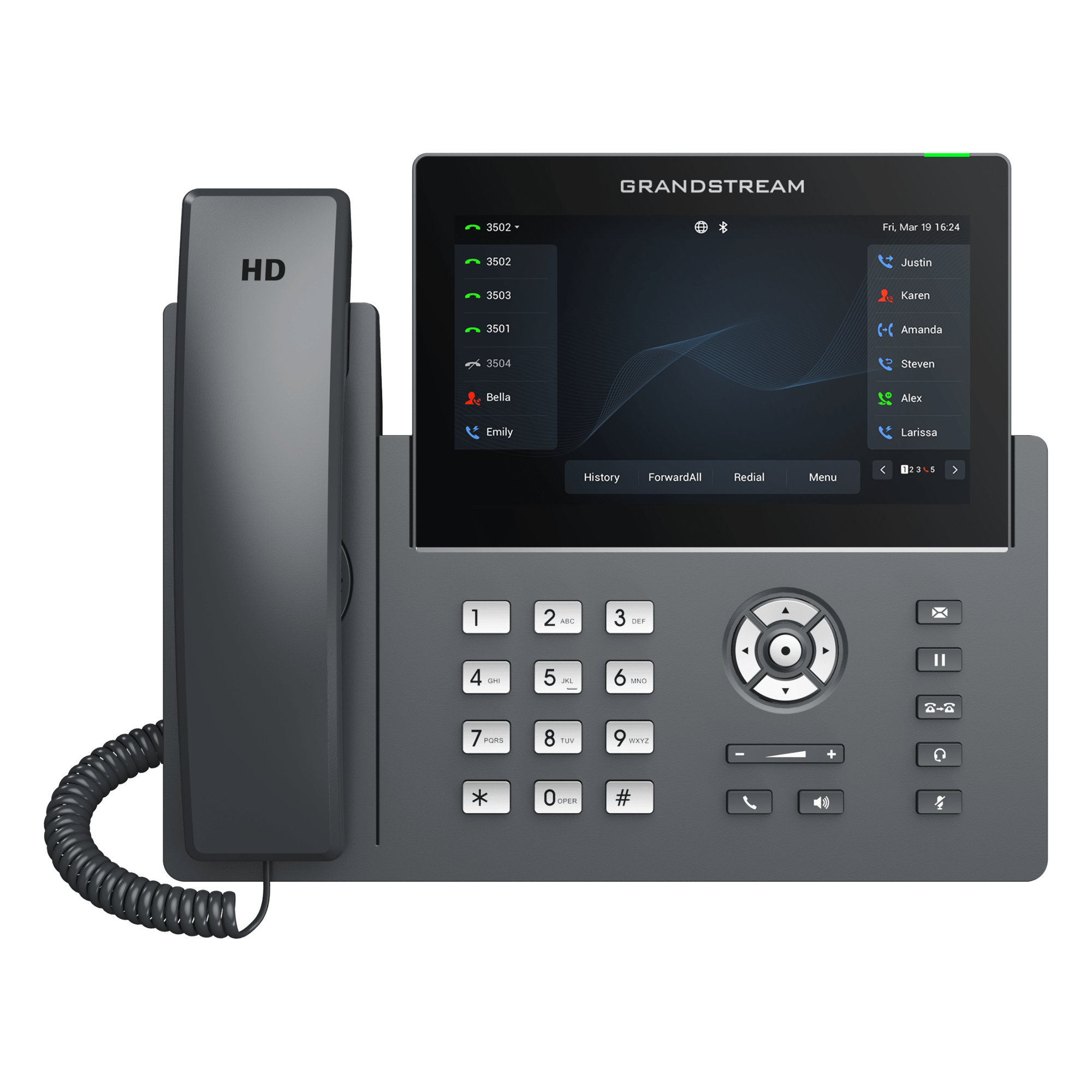 Teléfono IP / 12 Líneas SIP / 6 Cuentas / Pantalla Táctil 7" / Wi-Fi Dual Band / PoE Gigabit / Bluetooth / Audio HD Opus — GRANDSTREAM · SKU GRP2670