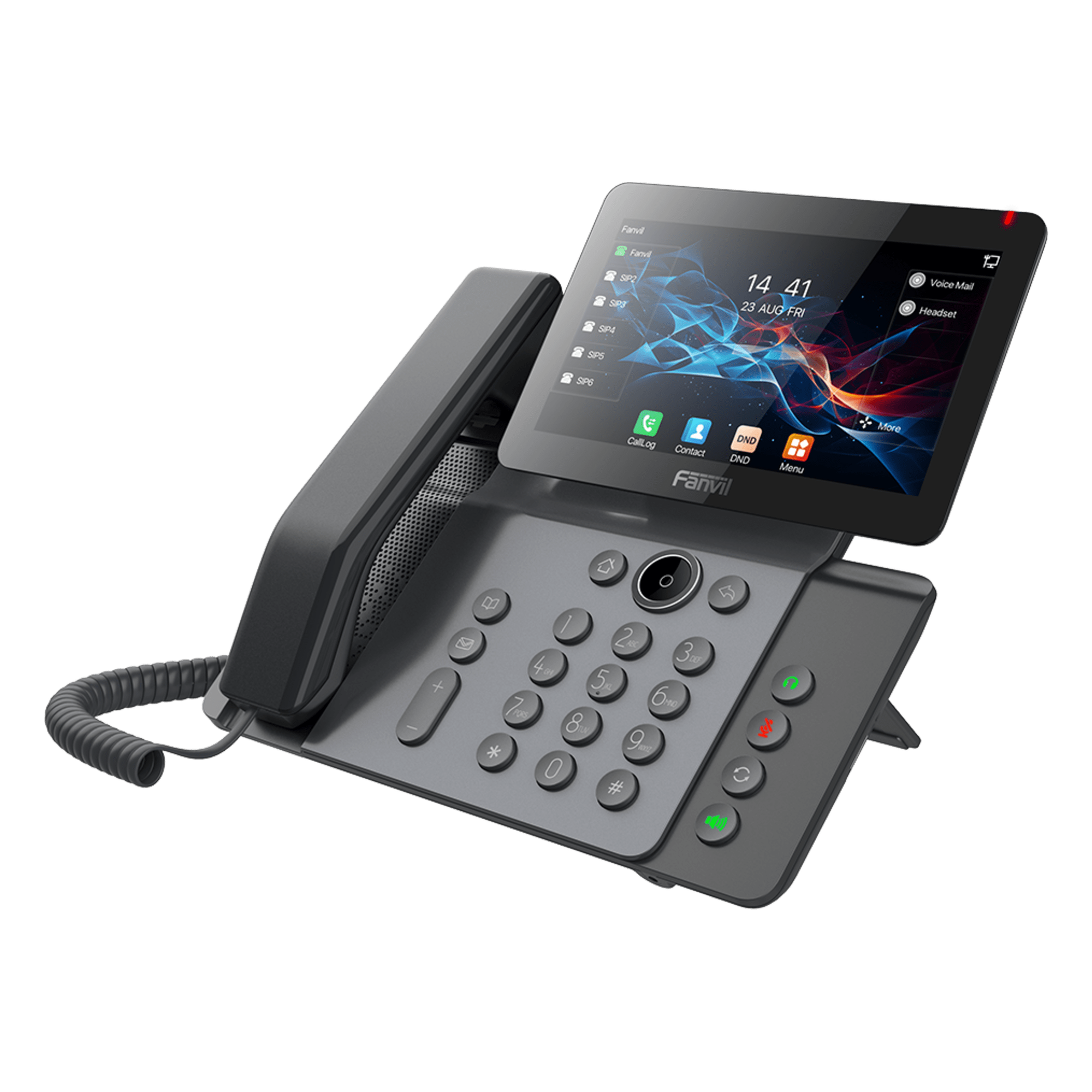 Teléfono IP Empresarial / Pantalla Táctil 7" / Wi-Fi 6 / Bluetooth 5.4 / 20 Líneas SIP / Cámara 1080p / PoE / Material Antibacterial