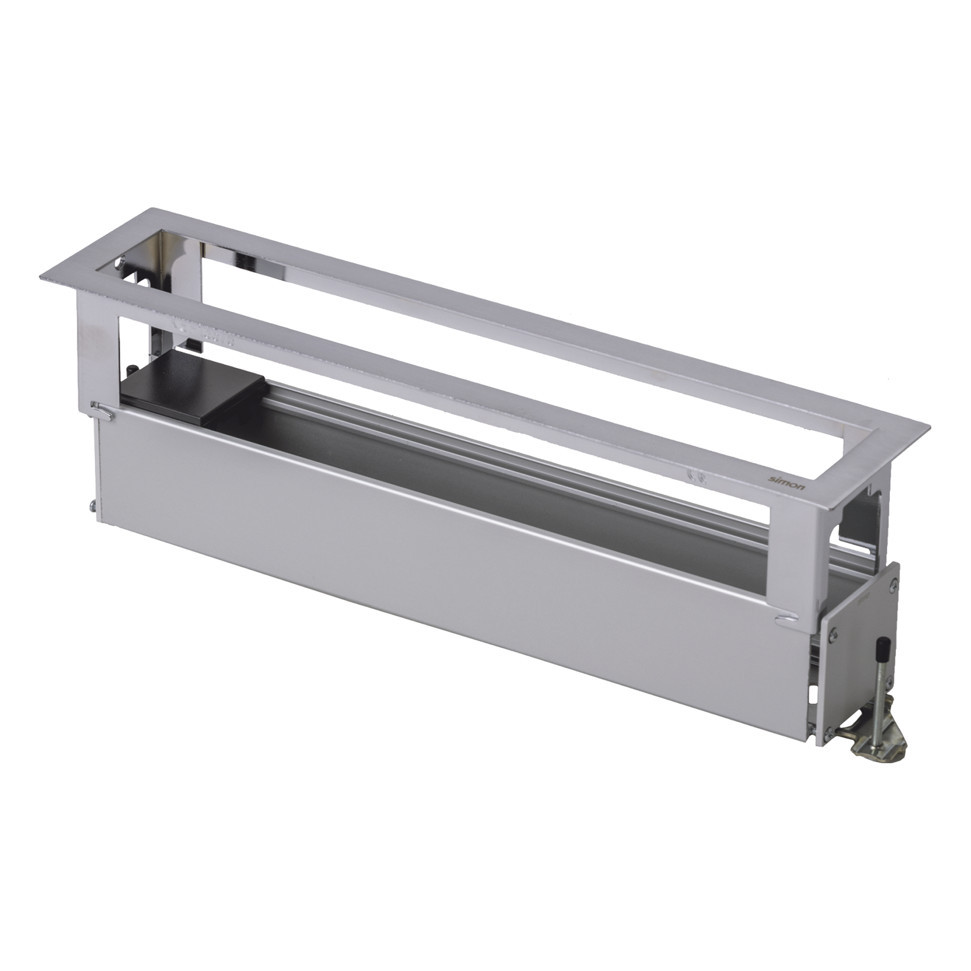 Caja de Escritorio / 6 Módulos K45 / Salida Posterior de Cables / Aluminio Anodizado / Resistencia +125 °C — SIMON · SKU SM-CEP-6M