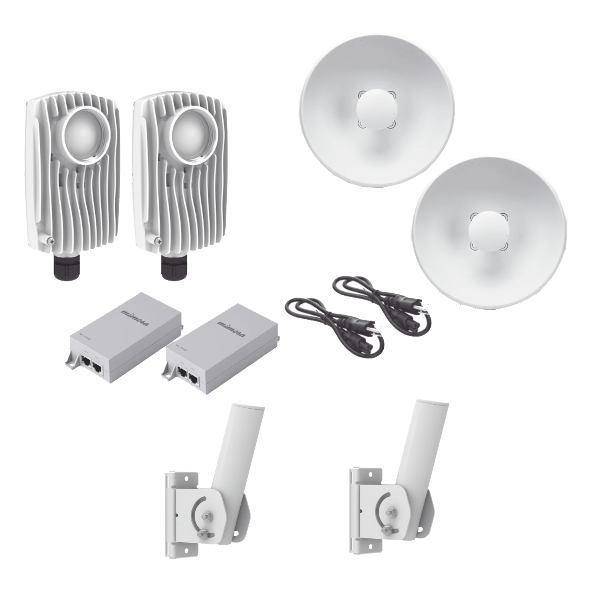Kit de radios inalámbricos / 1.75 Gbps PtMP / 5.1-6.4 GHz / 25 dBi / IP67 / 492 pies de alcance — MIMOSA NETWORKS · SKU C6XPTPKIT4