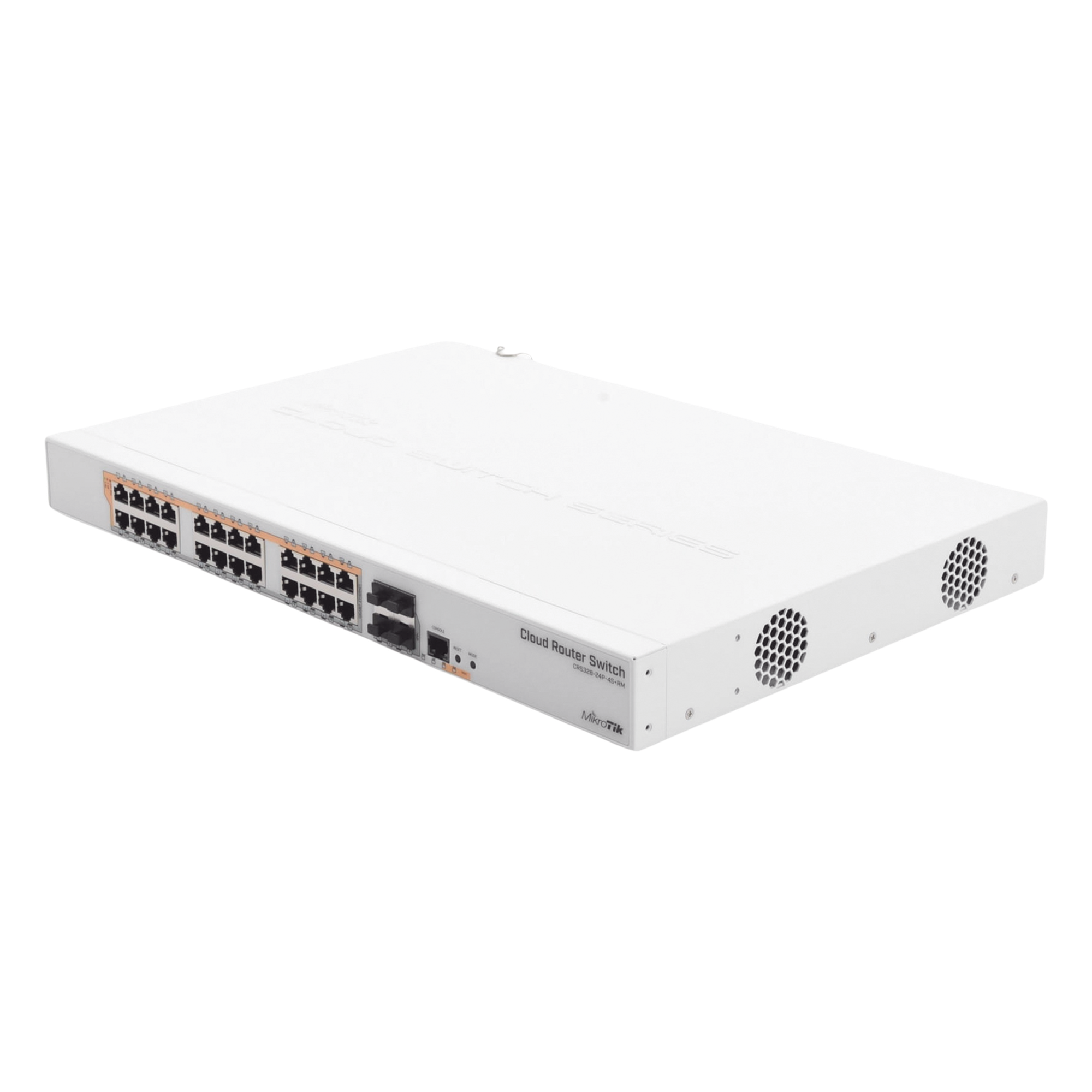 Switch PoE / 24 Puertos Gigabit / 4 SFP+ 10G / 450W PoE / 1U Rack — MIKROTIK · SKU CRS328-24P-4S+RM