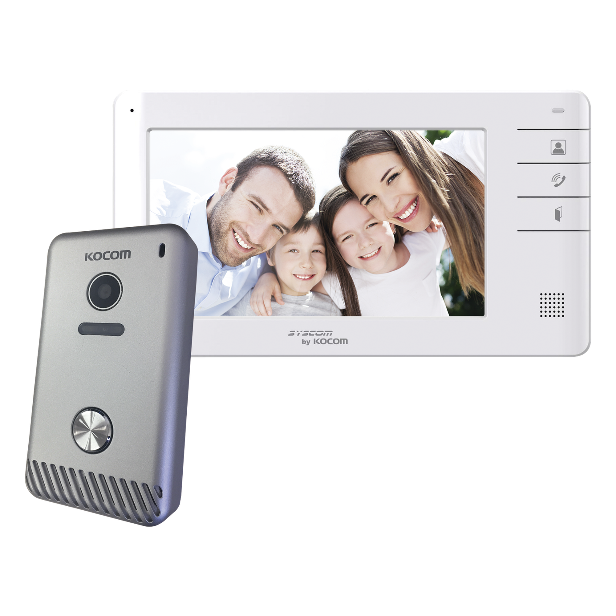 Kit de Videoportero / Monitor 7" Color / 2 Frentes de Calle / 4 Monitores Simultáneos / 0.1 Lux — KOCOM · SKU KCVS701EBC/KCS81MU