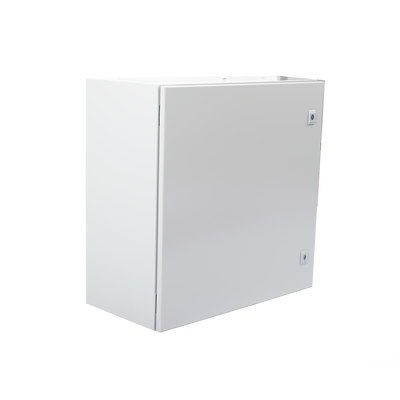 Gabinete de Acero IP66 Uso en Intemperie (600 x 600 x 300 mm) con Placa Trasera Interior Metálica y Compuerta Inferior Atornillable (Incluye Chapa y Llave T).