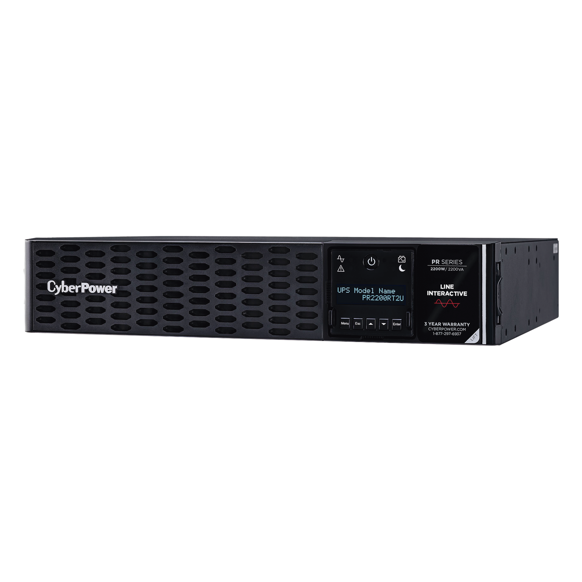 UPS de 2200 VA/2200 W, Topología Línea Interactiva, Entrada 120 Vca NEMA L5-30P, Onda Senoidal Pura, Torre o Rack 2 UR, Con 8 Tomas NEMA 5-20R