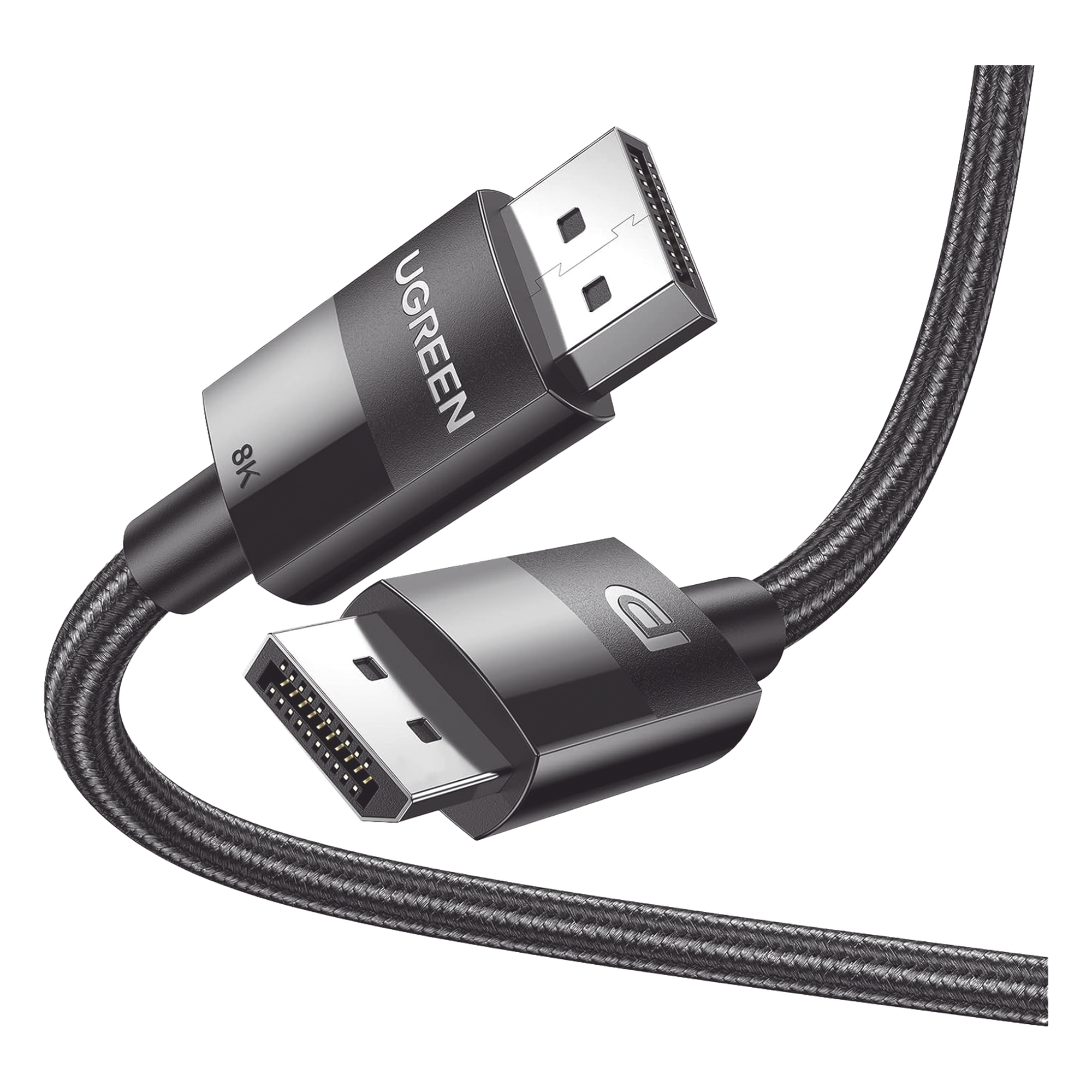Cable DisplayPort 1.4 / 8K 60 Hz / 4K 144 Hz / 32.4 Gbps / Nylon Trenzado / 2 m (6.56 ft) — UGREEN · SKU 80392