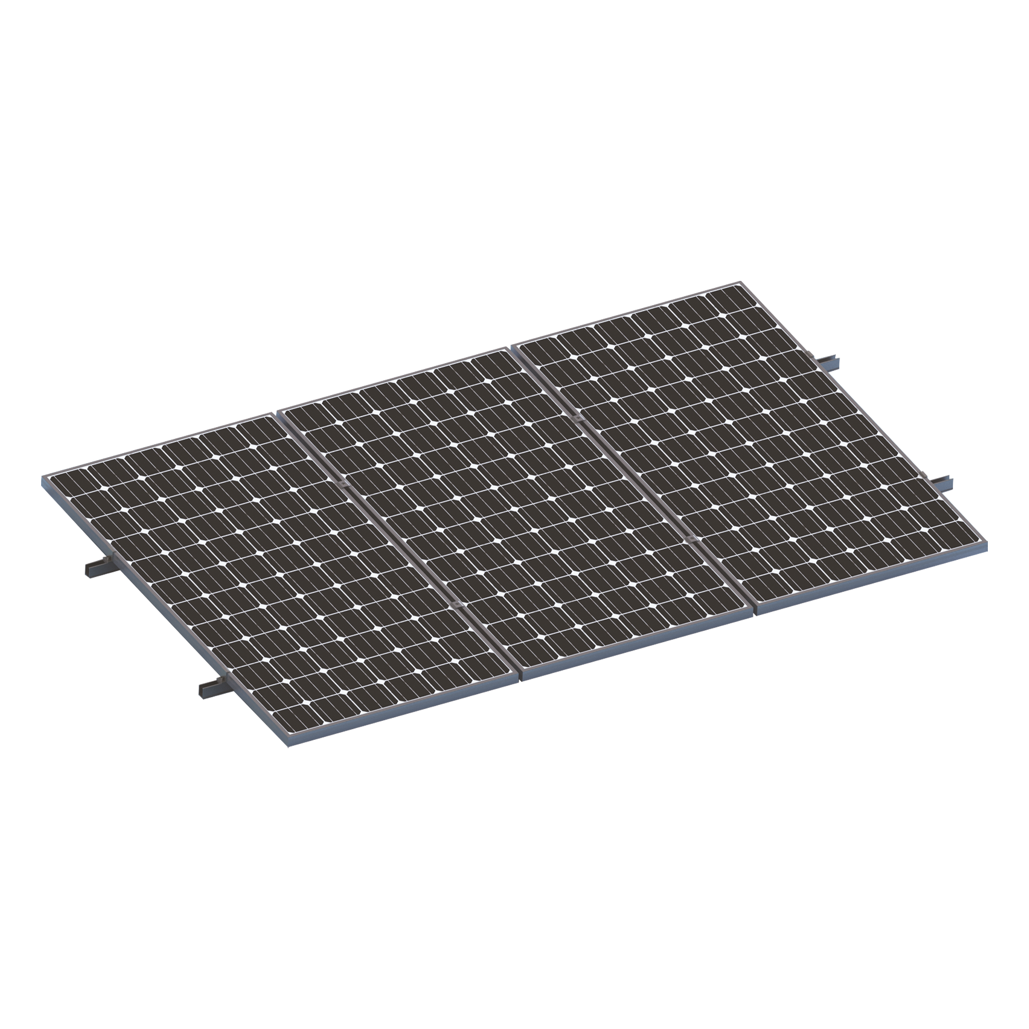 Kit Minirieles para Panel Solar / Arreglo 1x3 / 3 Paneles de 35mm / Montaje Plano en Lámina / 8 Rieles / Sujetadores Incluidos — EPCOM POWERLINE · SKU VEKTORMINIKIT1X3