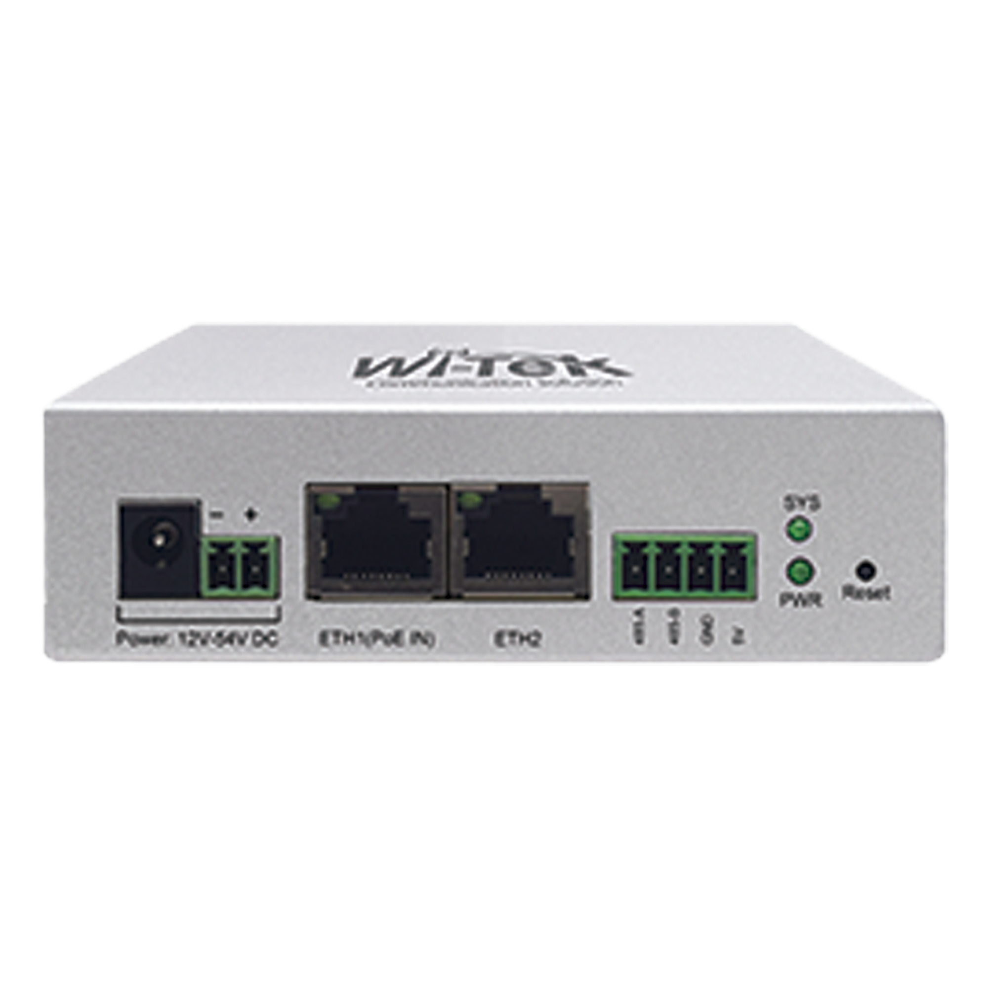 Controlador IoT / 2 Puertos 10/100 Mbps / PoE 802.3af / RS-485 / Alimentación 12-54V DC / Gestión Solar en la Nube — WI-TEK · SKU WI-IOT100