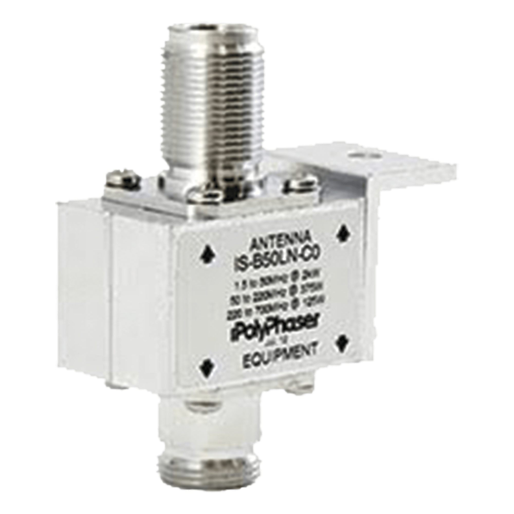 Protector Coaxial RF / 10-1000 MHz / 50 Ω / N Hembra / Bloqueo DC / 20 kA / Mampara — POLYPHASER · SKU IS-B50LN-C0