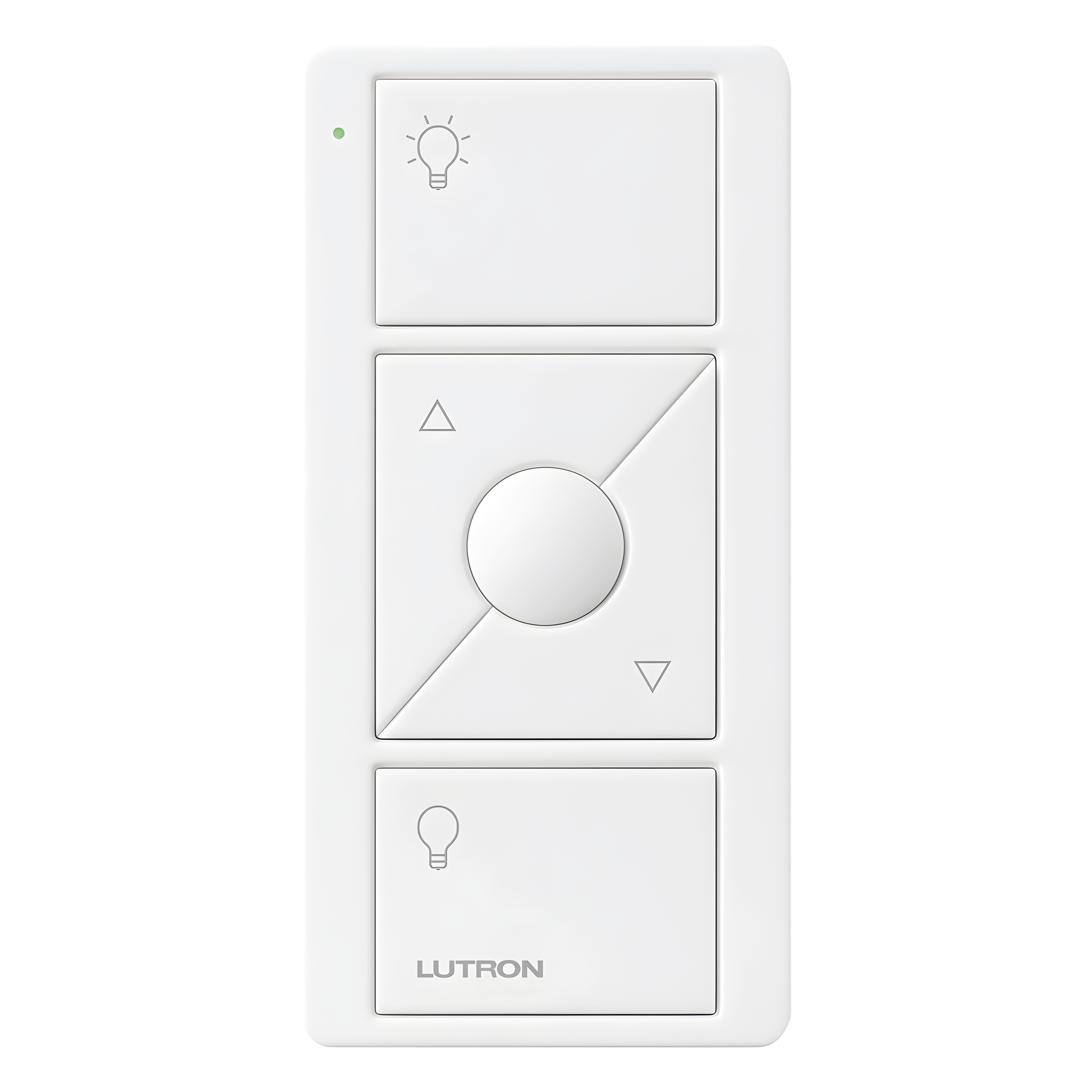 Control Inalámbrico de Iluminación / 3 Botones con Subir y Bajar / Alcance 18 m (59.1 ft) / Batería 10 Años / RF para Sistemas Lutron — LUTRON ELECTRONICS · SKU PJ23BRLGWHL01