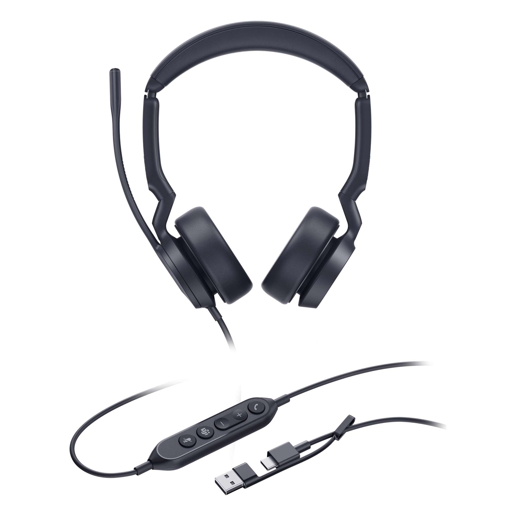 Auriculares USB con Cable / Cancelación de Ruido IA / Altavoz 35 mm / USB-C con Adaptador USB-A / Compatible Microsoft Teams — YEALINK · SKU UH44-DUAL-TEAMS-USB-C/A