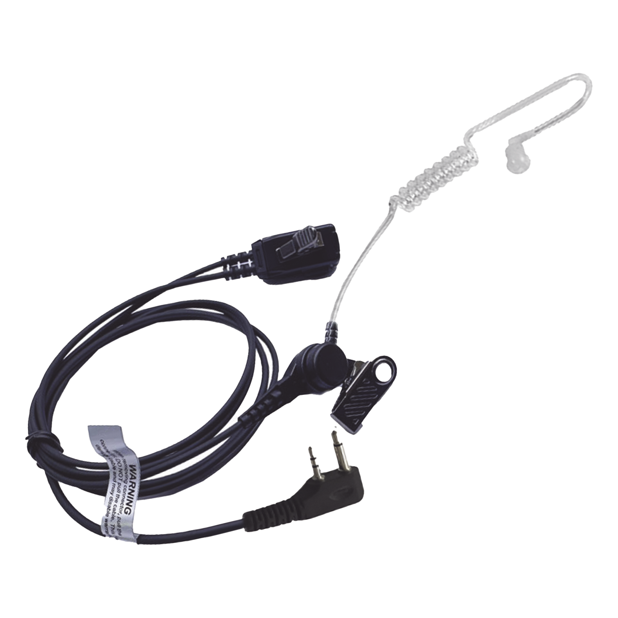 Micrófono-Audífono / Tubo Acústico Transparente / Conector 2 Pines / PTT de Solapa / Cable Kevlar / Compatible ICOM — TXPRO · SKU TX-EHIAV2S