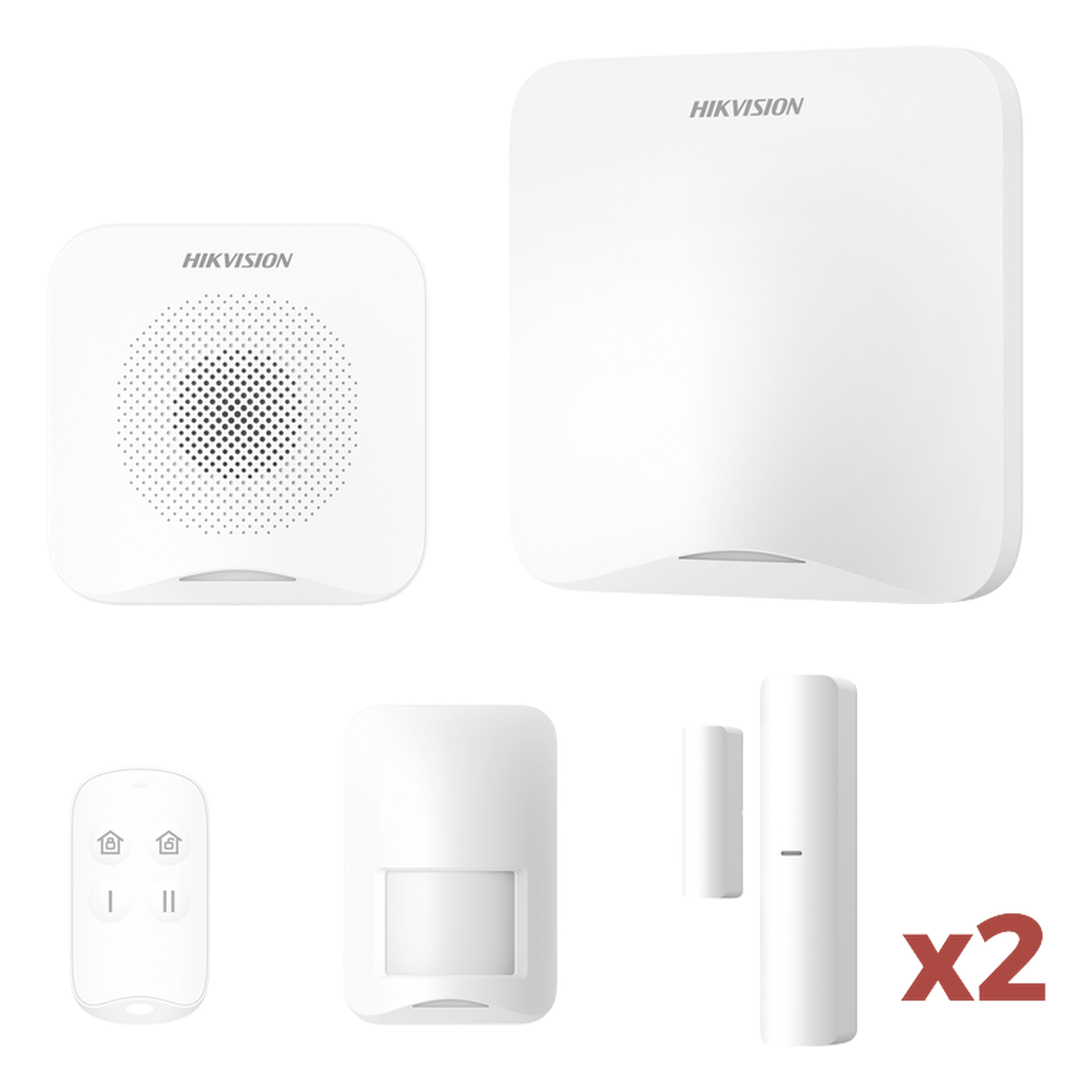 Kit de Alarma Inalámbrica / 16 Zonas / Alcance 1200 m (3937 ft) / Wi-Fi / Sirena 95 dB / PIR 10 m (32.8 ft) / 2 Contactos Magnéticos — HIKVISION · SKU AXHOME-KIT-WIFI