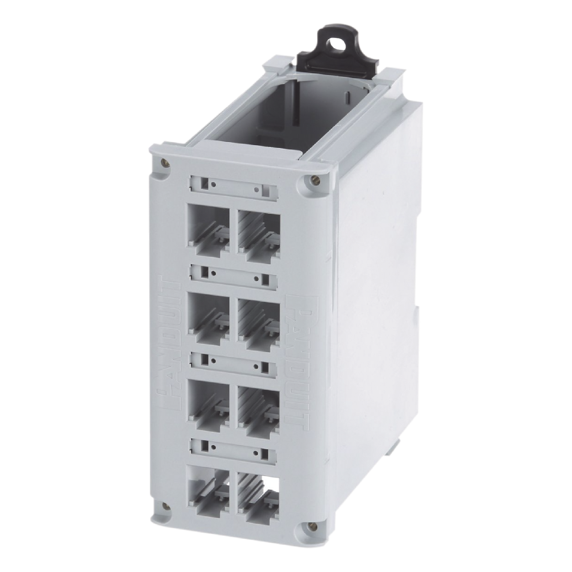 Panel de Parcheo Modular / Riel DIN 35 mm (1.38 pulgadas) / 8 Puertos Mini-Com / Blindado / Gris — PANDUIT · SKU CDPP8RG-S