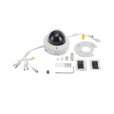 Domo IP 8 Megapixel / Lente Mot. 2.8 a 12 mm /  DARKFIGHTER / WDR 120 dB / IK10 / 30 mts IR / Conteo Facial / Detección Facial / Interior / PoE / Búsqueda por Atributos / Micrófono Integrado / Micro SD