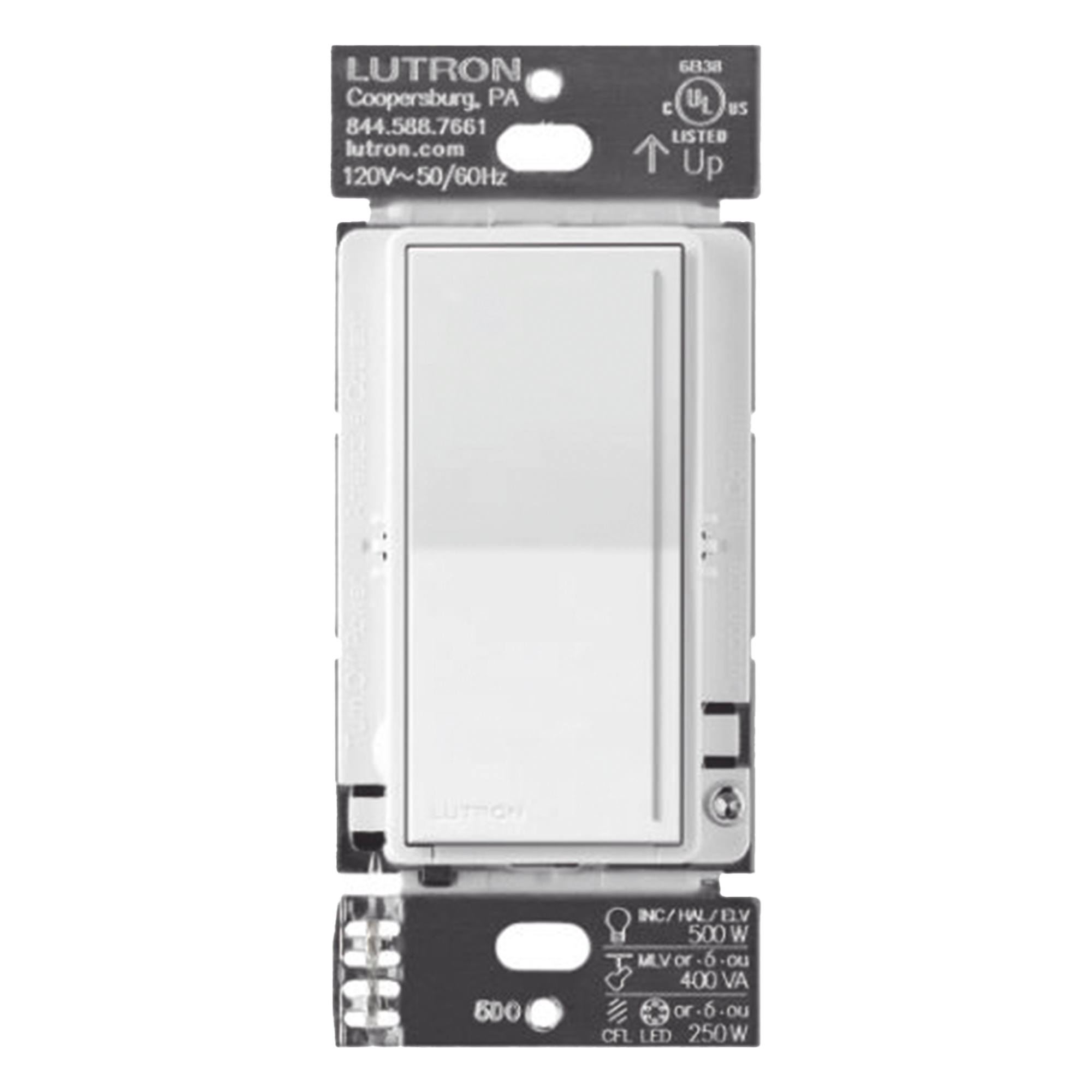 Atenuador Auxiliar de Pared / Control 3 Vías o Más / Hasta 4 Auxiliares por Circuito / 120 V~ 50/60 Hz / 8.3 A Máximo — LUTRON RADIORA 3 · SKU RRSTRDWH