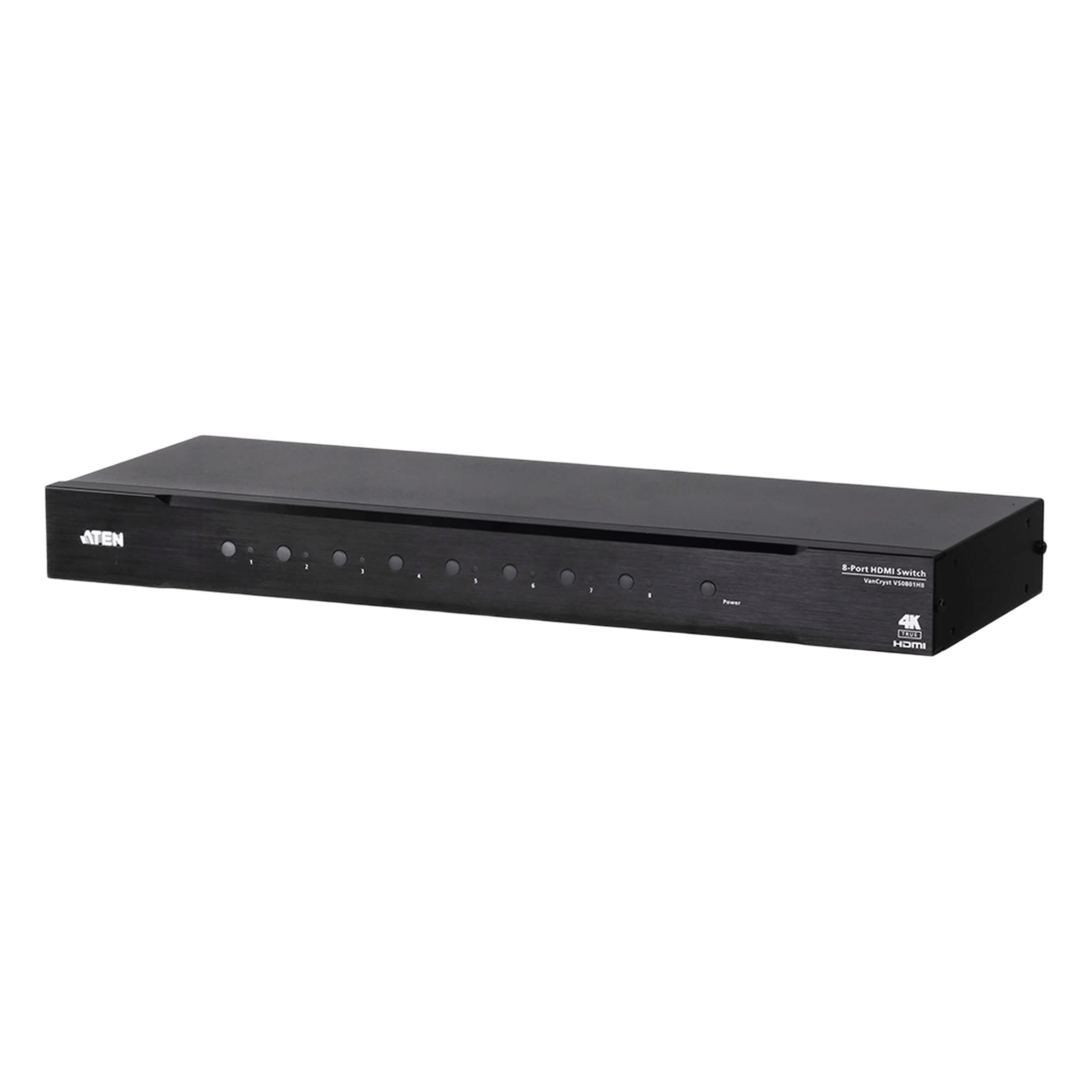 Switch HDMI / 8 Entradas x 1 Salida / True 4K 4096x2160 @ 60Hz 4:4:4 / 18 Gbps / HDR10+ / RS-232 e IR / HDCP 2.2 — ATEN · SKU VS0801HB