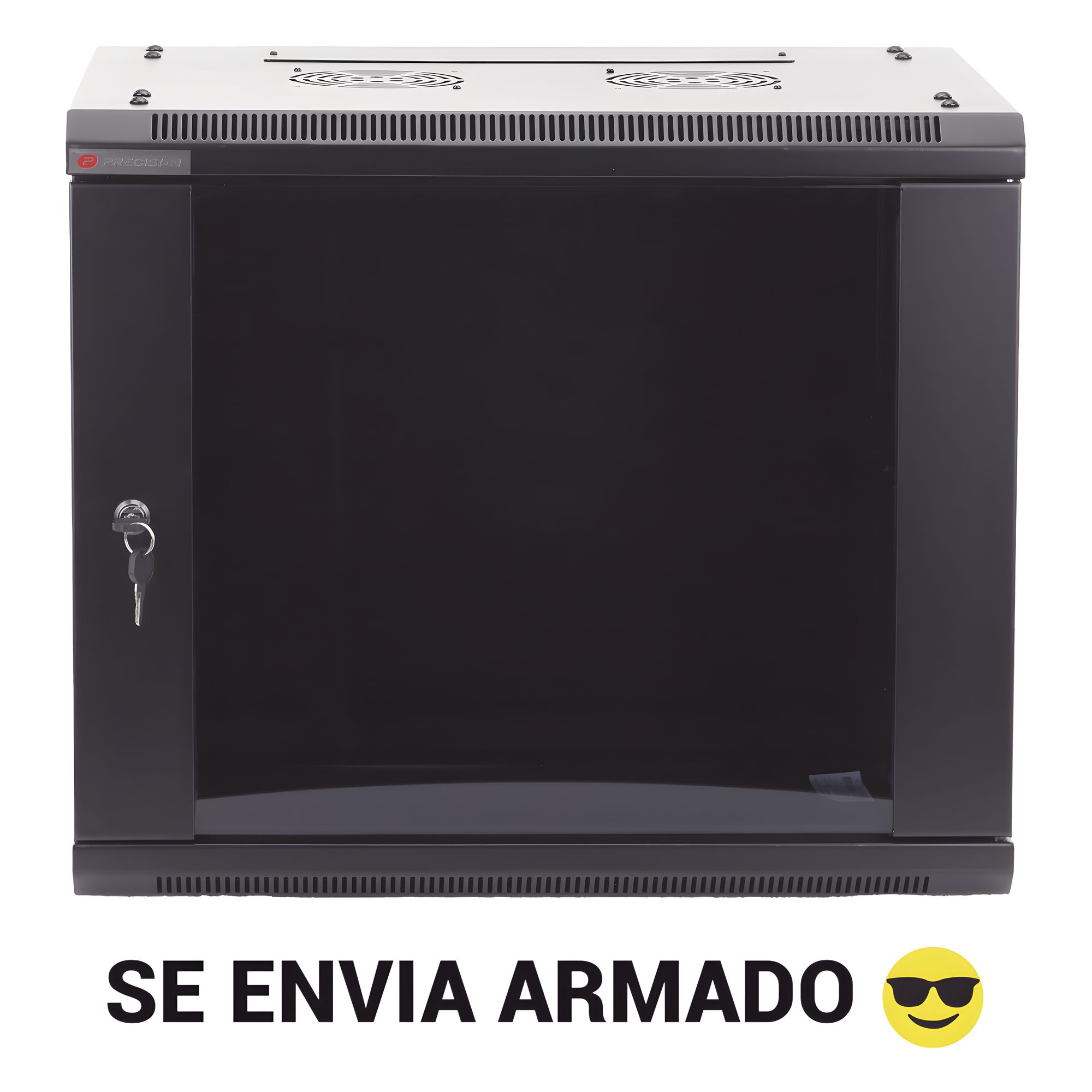 Gabinete de Pared / 6UR / 19in / 450mm Profundidad / 60kg Carga / Acero Negro — PRECISION · SKU PSTC-06-645-BDP