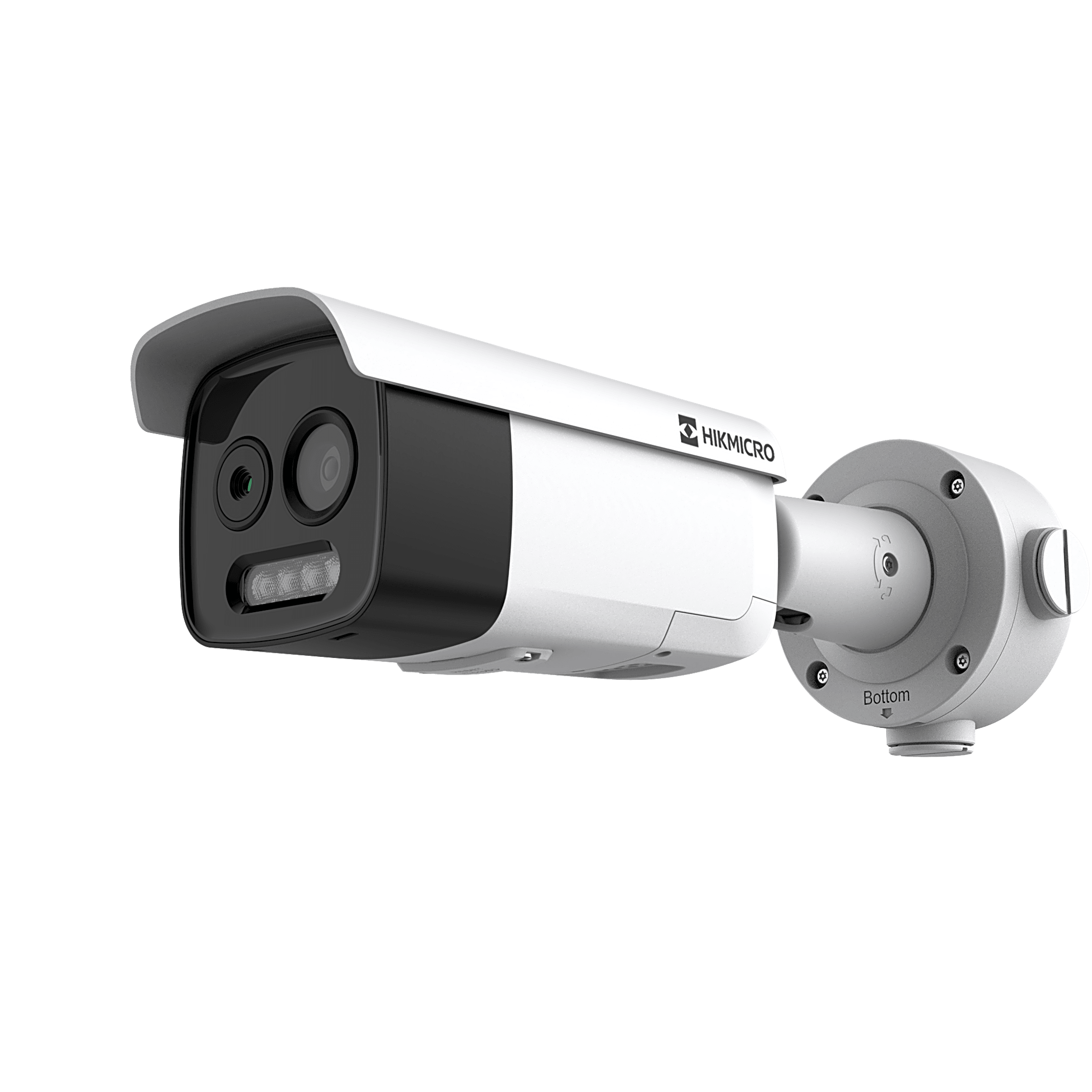 (HIKMICRO) Bala IP Bi-Espectral / Térmica (160 X 120 / 9.7 mm) + Óptica (5 MP / 12.4 mm) / GUANLAN AI / Detección Térmica de Incendios y Humos / Medición de Temperatura -20° a 150°C / ± 8°C Margen / VC