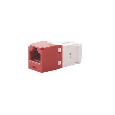 Conector Jack RJ45 Estilo TG, Mini-Com, Categoría 6, de 8 Posiciones y 8 Cables, Color Rojo