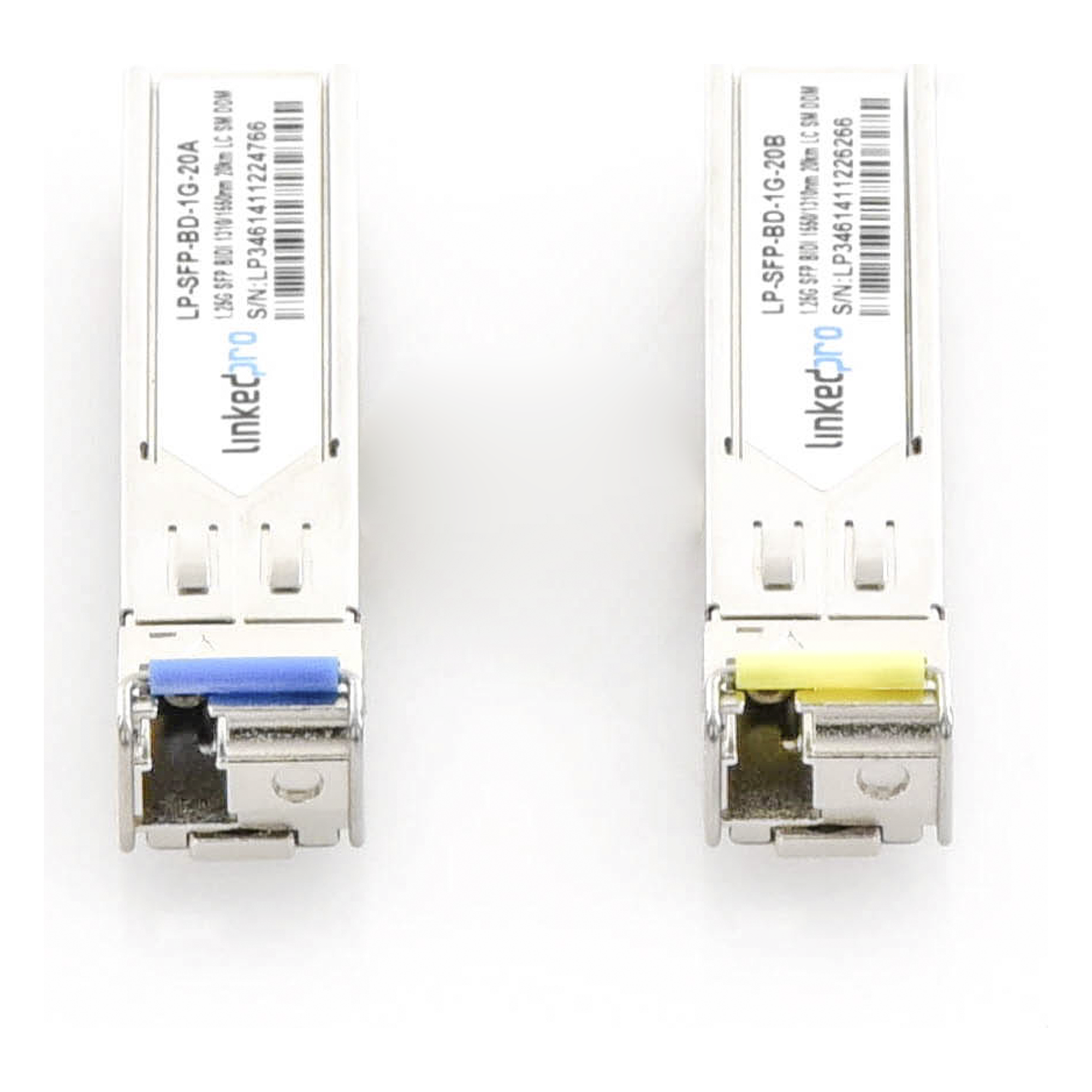 Transceptor Óptico SFP Bidireccional / Monomodo 1310 & 1550 nm / 1.25 Gbps / 1000BASE-BX / LC/UPC Simplex / DDM / Alcance 20 km (65,616 ft) / 2 Piezas